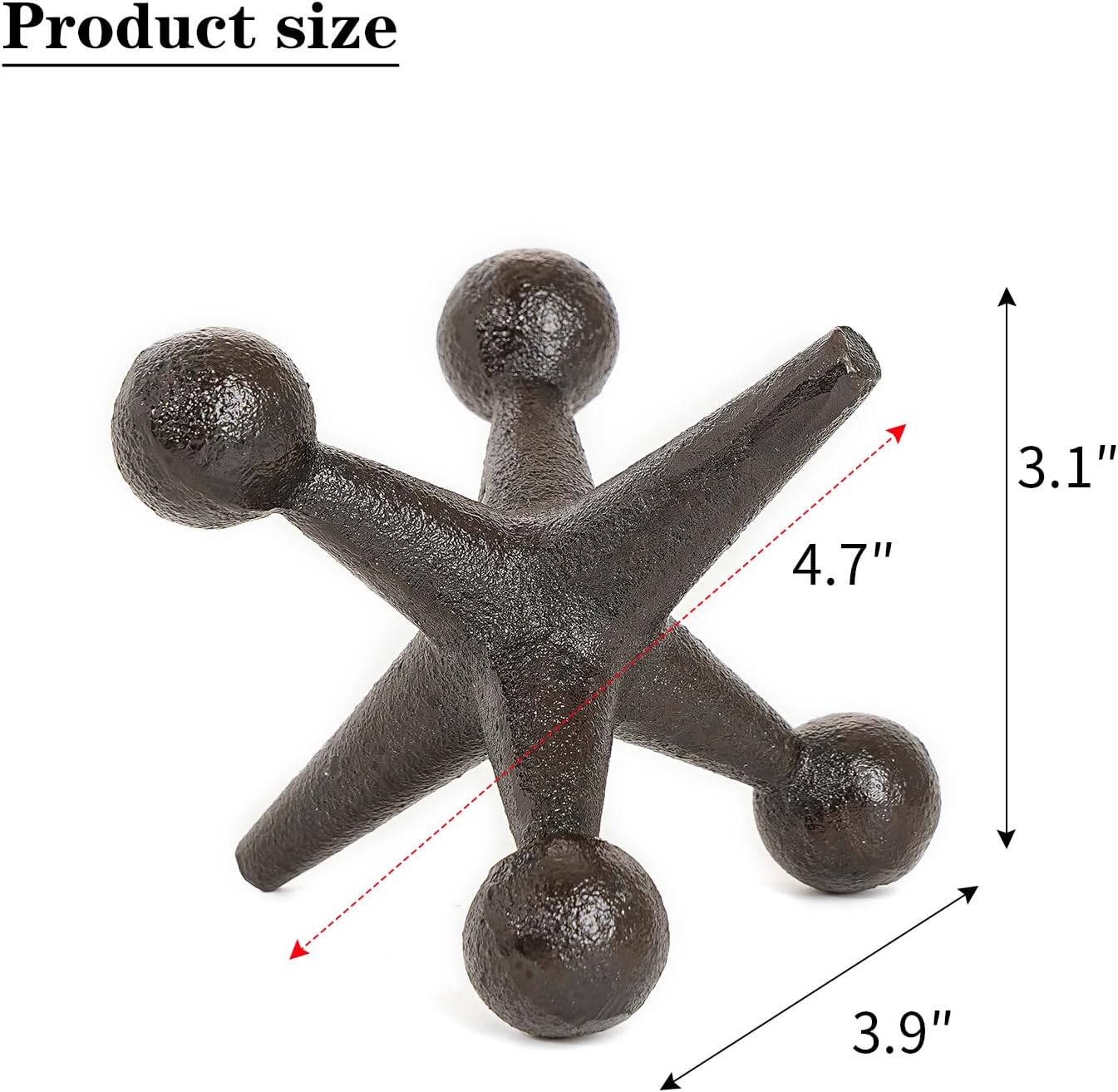 Sungmor Cast Iron Decorative Jack Statue, Home Office Accent Figurine, Antique Brown Jack Sculpture for Bookcase or Table Decoration, Creative Bookends, Paperweight, Door Stop