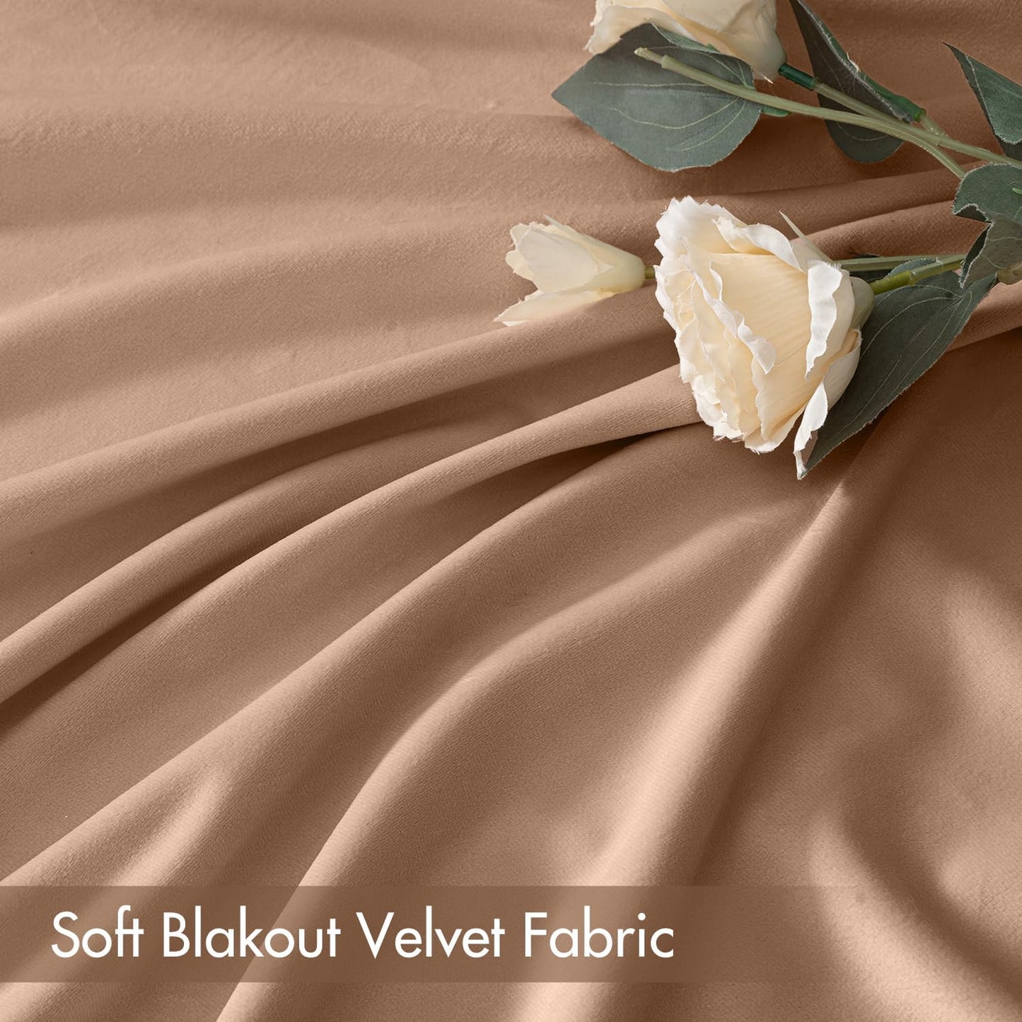 MIULEE Blush Beige Velvet Curtains Thermal Insulated Blackout Curtain Drapes for Bedroom Living Room Darkening 90 Inches Long Curtains Panels Rod Pocket Set of 2