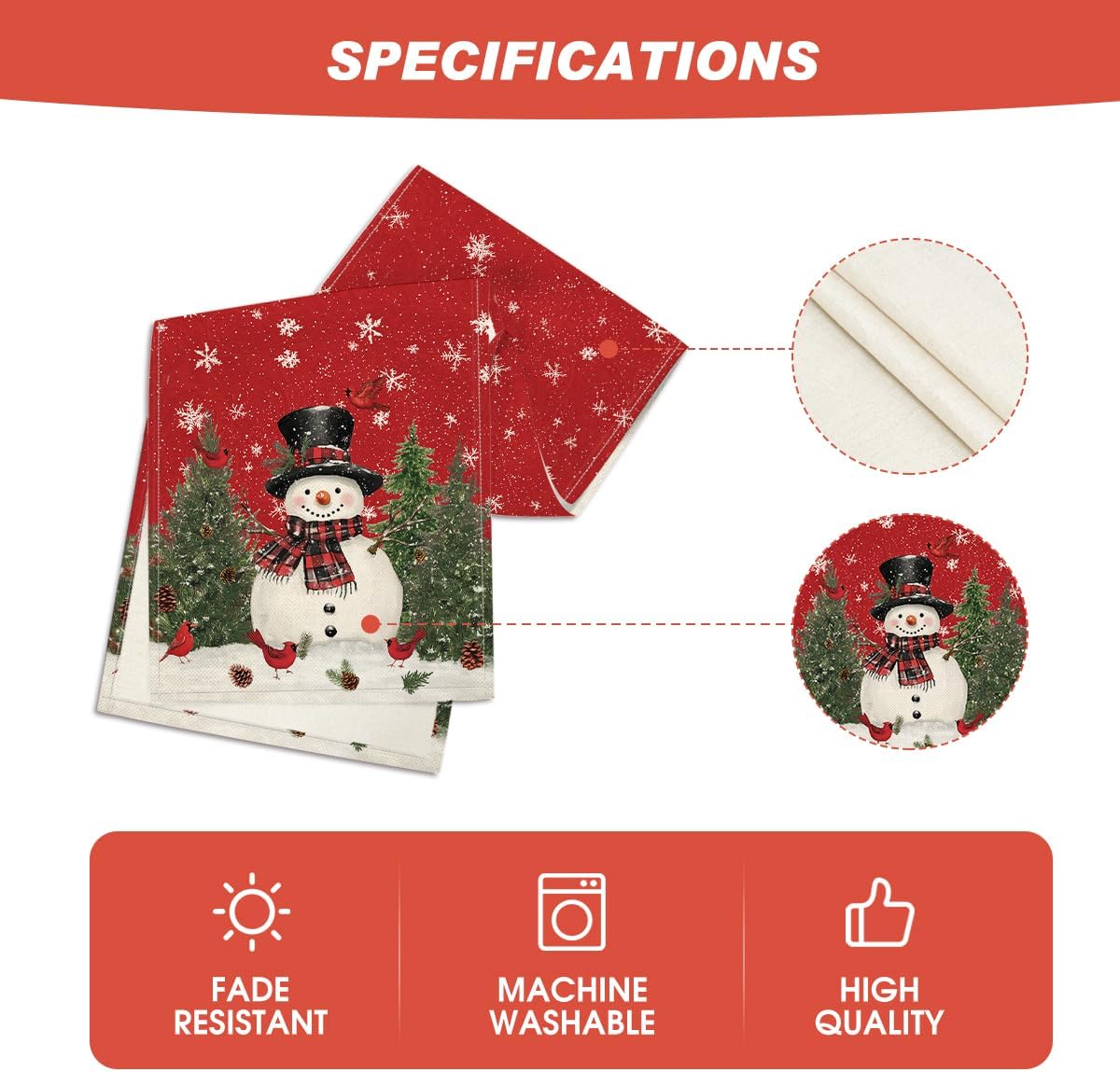 Artoid Mode Snowman Trees Snowflakes Christmas Table Runner, Seasonal Winter Xmas Holiday Kitchen Dining Table Decoration for Indoor Outdoor Home Party Decor 13 x 90 Inch