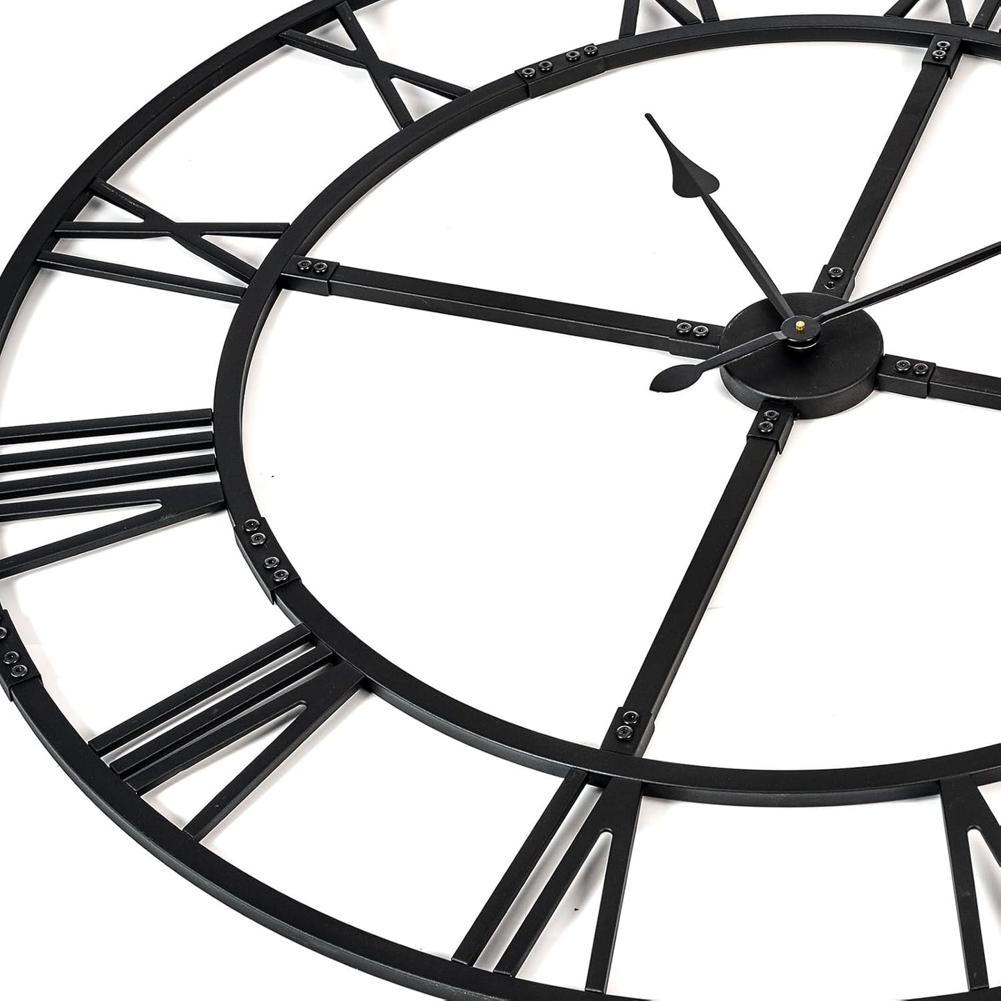 Oversized 48 inch Wall Clock for Living Room Decor – Extra Large Silent Non-Ticking Modern Farmhouse Wall Clock, Decorative Metal Roman Numeral Clock, Black