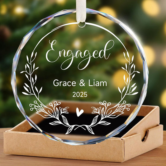 Engagement Gifts for Couples - Personalized Ornaments Keepsake Gift for Newly Engaged, Women, Fiance, Her - Bride to Be Gifts, Just Engaged Ornament 2025 - Christmas Tree Decorations