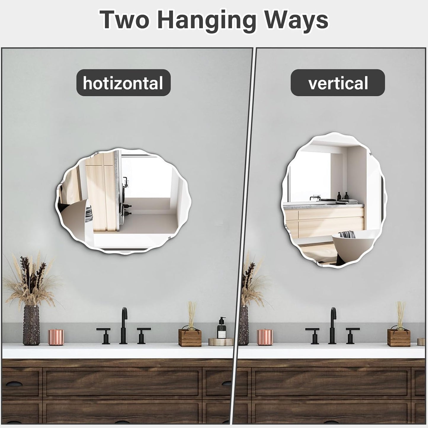 Pregaspor 20x28 Inch Frameless Oval Wall Mirror for Bathroom Sink, Minimalist Bathroom Vanity Mirror with Beveled Edge, Modern Mirrors for Wall Decor Living Room Entryway Bedroom