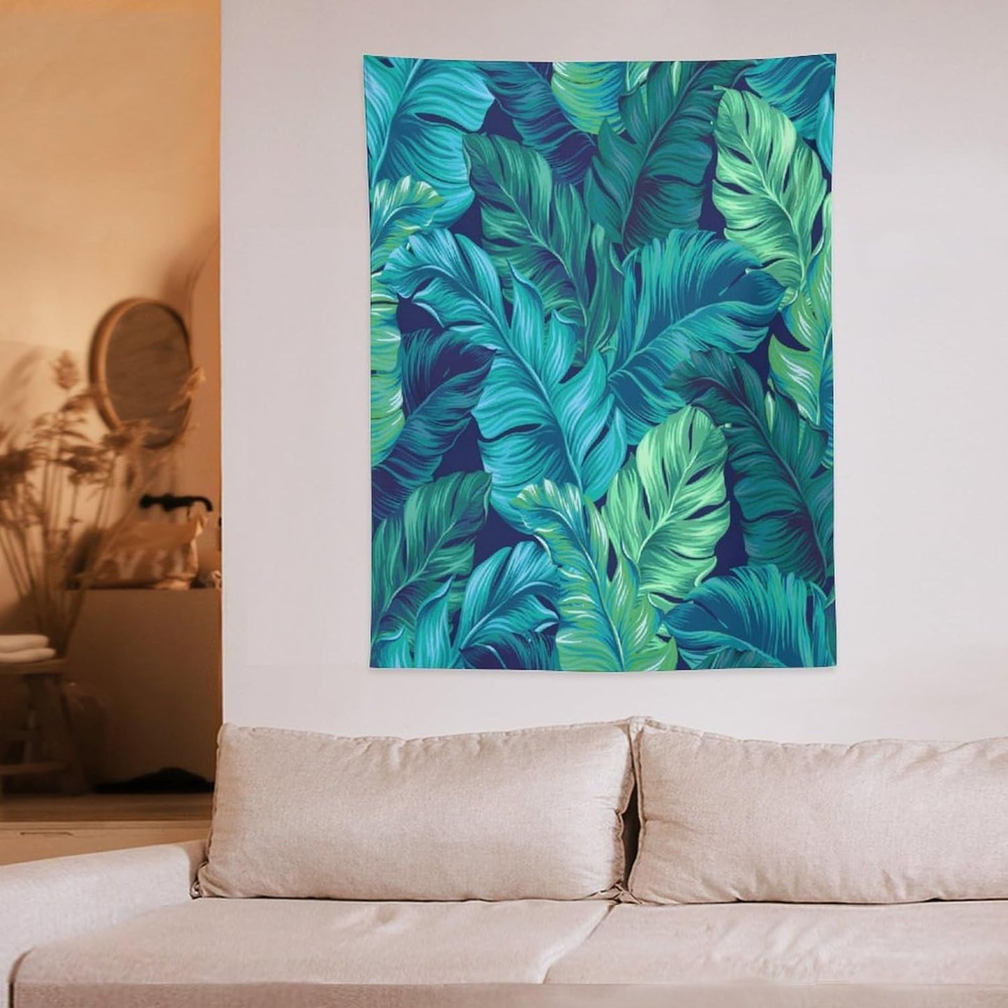 ICMOLYYENLO Tropical Green Plant Tapestry, Green Palm Leaves Natural Landscape Print Wall Tapestry for Bedroom Living Room Dormitory 40x60 Inch