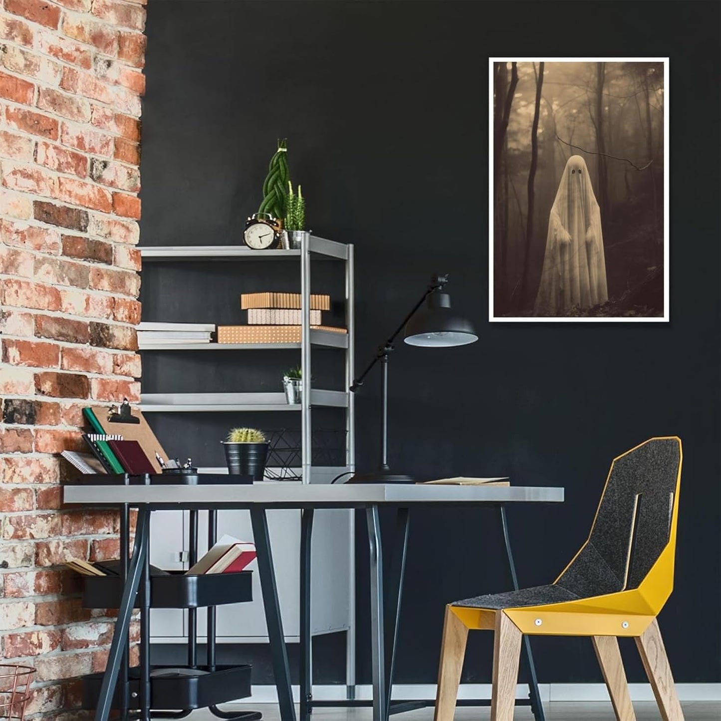 Ghost Forest Spooky Print Poster The Gothic Room Decor Creepy Picture Posters Dark Academia Aesthetic Family Prints Canvas Wall Art Home Apartment Decorations 16X24inch Unframed