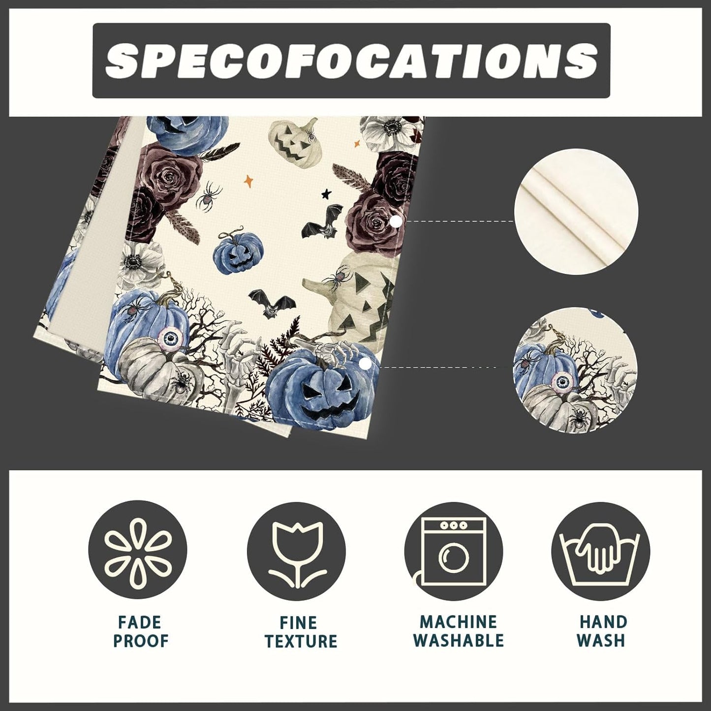 XCHI Spooky Blue Pumpkin Halloween Table Runner Party Table Decoration for Home Kitchen Dining Holiday Decor 13x120 Inch