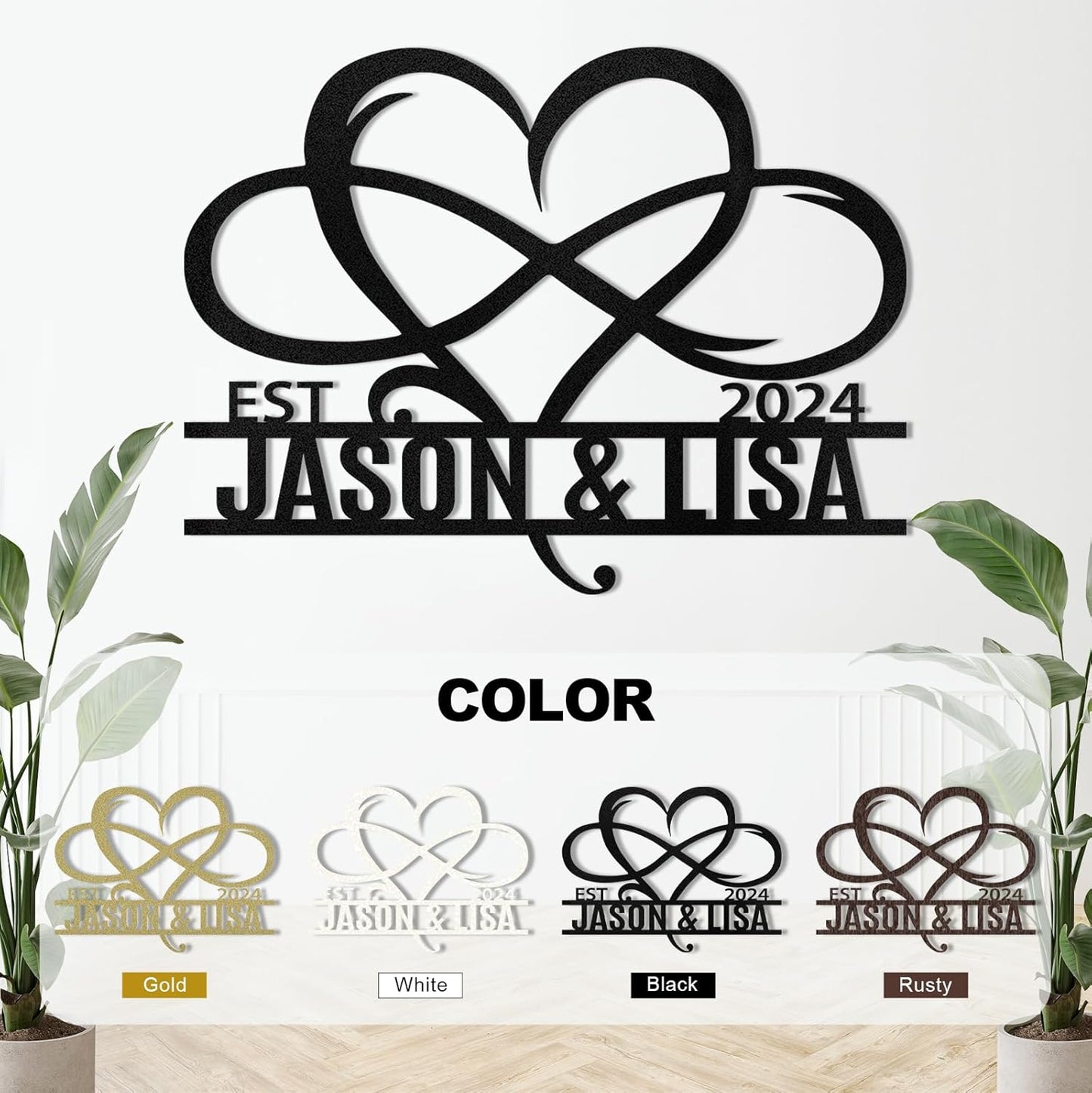 Metal Signs Customized, Infinity Heart Wall Decor, Custom Couple's Name Sign, Personalized Wedding Sign for Couples 2025, Unique Infinity Heart Metal Art, Valentines Day Gift, Home Decor Gift
