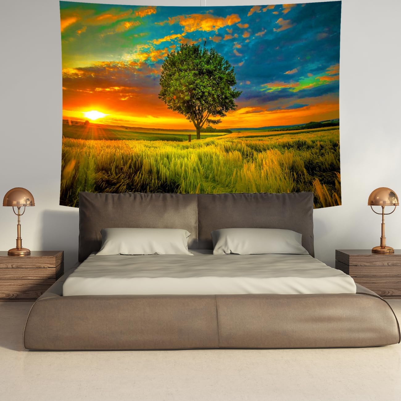 Delur Sunset Tree of Life Tapestry Forest Nature Landscape Wall Hanging Tapestry Scenic Tree Woodland Natural Sunrise Headboard for Bedroom Living Room Home Decor (59.1" x 78.7")