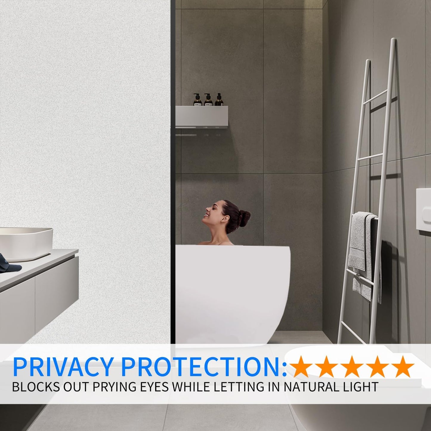 Window Privacy Film with Installation Tools, White Frosted, Static Cling, Anti UV, Heat Control, Ideal for Home Shower Office Glass Door (White Frosted, 23.6X78.7Inch)