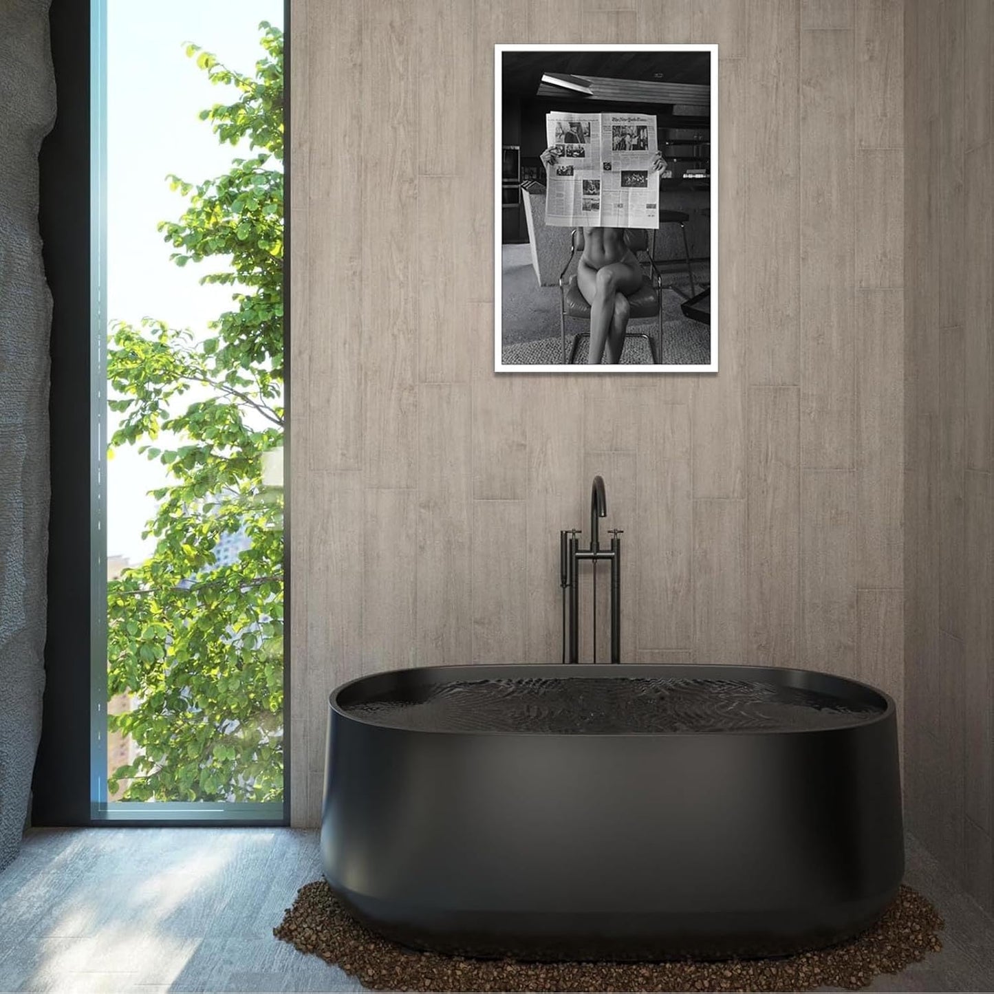 Liyark Sexy Glamorous Reader Poster Feminist Art Black and White Preppy Canvas wall art Retro Room Aesthetic Newspaper prints painting Trendy Naked Women Art wall decor 16x24in Unframed