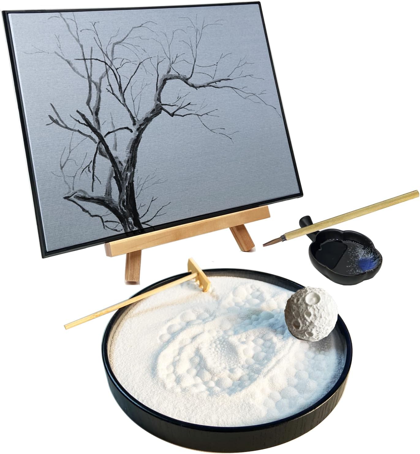 Inkless Water Drawing Board with Zen Garden and Sand Sphere, Buddha Water Drawing Board, Zen Meditation Board, Zen Sand Tray Therapy Kit for Relaxation and Meditation