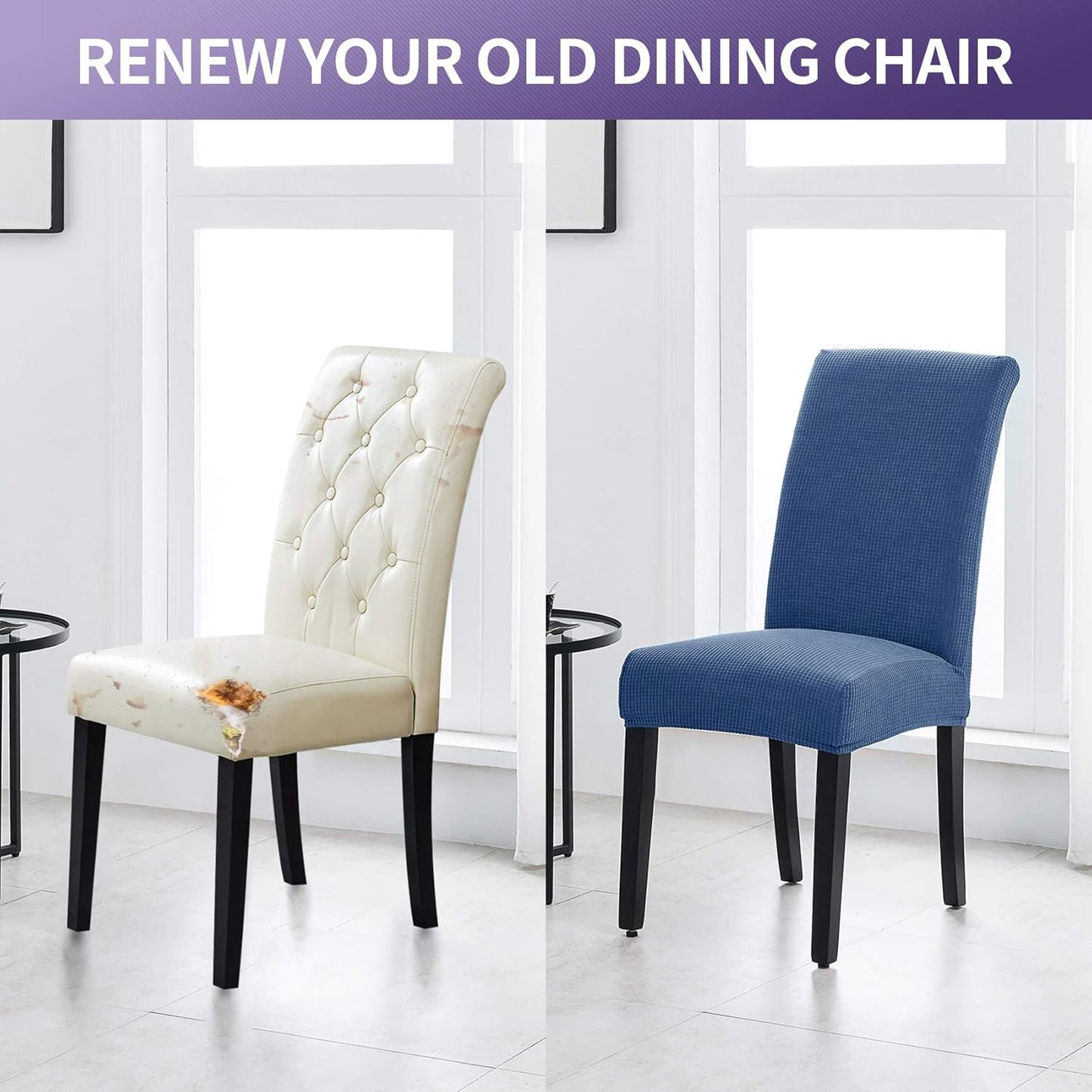 Joccun Chair Covers for Dining Room Set of 4, Dining Chair Slipcovers Stretch Dining Room Chair Covers Seat Protector,Washable Parsons Chair Cover for Home,Banquet(Riverside,4 Pack)