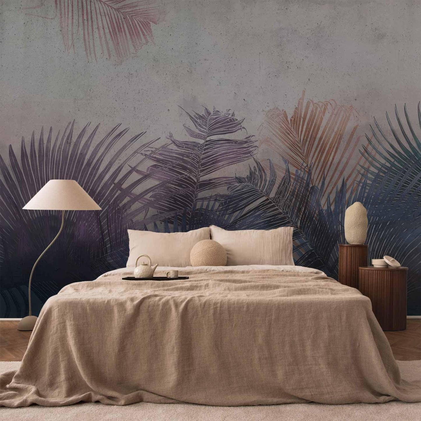artgeist Wall Mural Jungle 157"x110"XXL Non-Woven Wallpaper Fleece Wall Decor Photo Print Picture Image Design Leaves Botanical Nature Purple Grey b-A-0827-a-a
