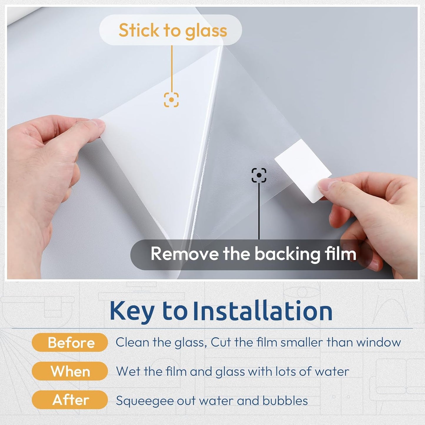 rabbitgoo Window Privacy Film, Non-Adhesive Frosted Glass Window Film for Bathroom, Static Cling Heat Blocking Stickers for Home Indoor Opaque Frosting Coverings House Tint, Matte White 11.8" x 118.1"