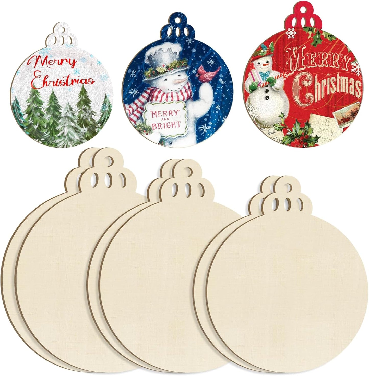 Hollow Wooden Ball Ornaments for Paint Christmas Decorations Cutouts Unfinished 6Pack, Wood Bell for Crafts DIY Blank Cutouts Ornament Winter New Year Decorations 3 Size