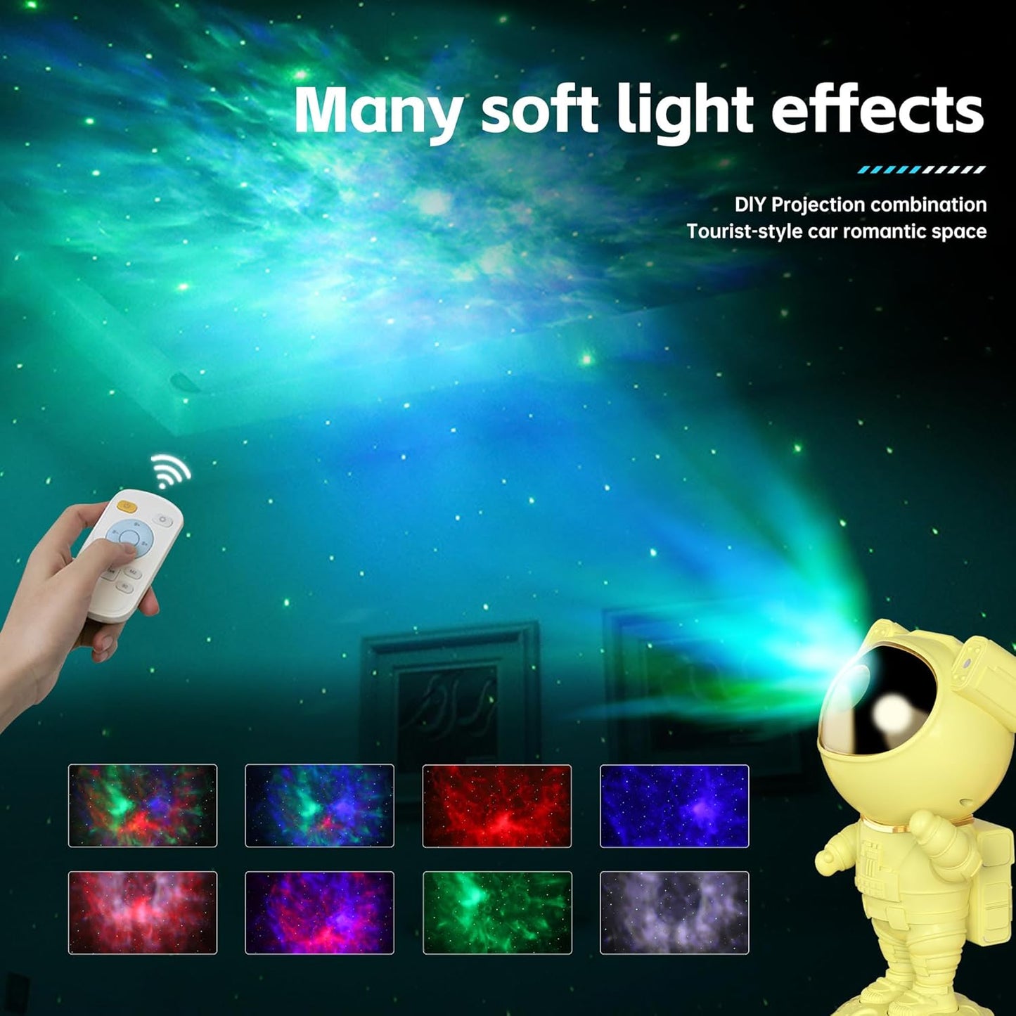 SFOUR Astronaut Galaxy Projector Night Light，Lights for Bedroom,Kids Room Decor Aesthetic, Adjustable Head Angle,Gift for Kids Adults Home Party Ceiling Decor，Christmas Gift