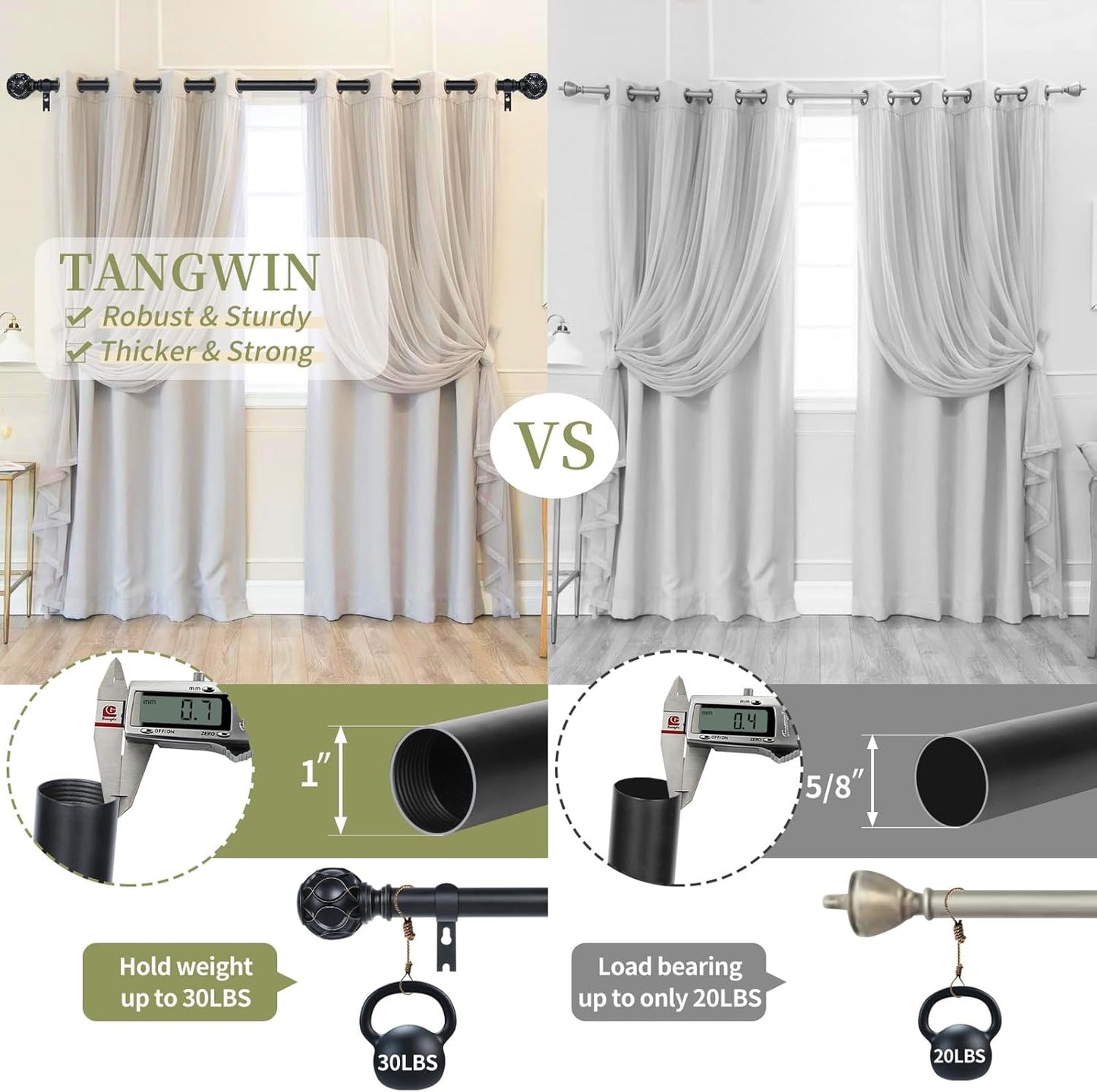 Black Adjustable Curtain Rods for Windows:36-88" Farmhouse Heavy Duty Curtain Rod for Bedroom Living Room,Boho Decorative Rustic Drapery Rods with Vintage Coastal Texture Finial,Matte Black