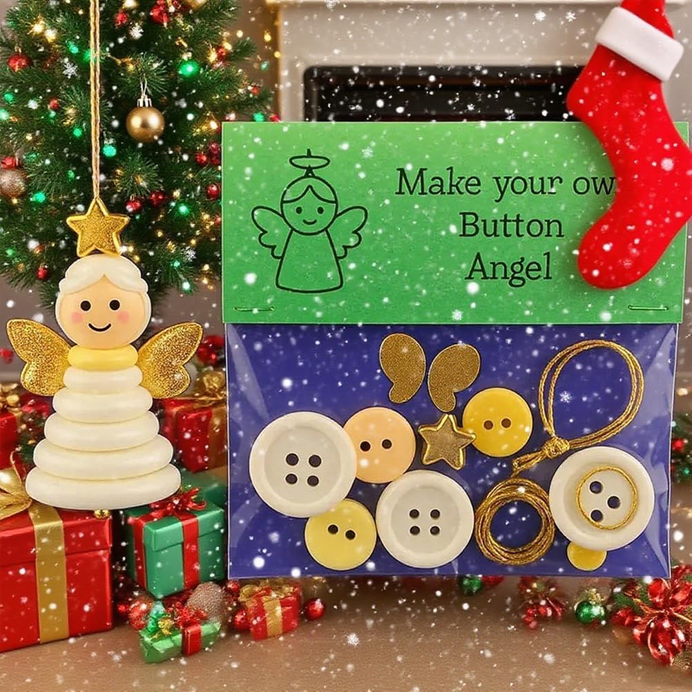 DIY Christmas Button Ornament Making Set - Snowman/Santa/Angel, Fun Holiday Craft Kit for All Ages, Ideal Xmas Tree Hanging Decor & Festive Gifts (C 8)
