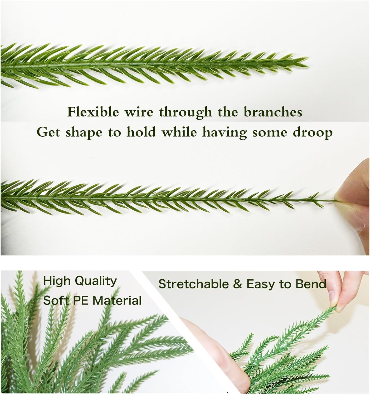 Senjie 6FT 2PCS Christmas Garlands Norfolk Pine Garland Real Touch Artificial Faux Greenery Garland for Holiday Indoor Outdoor Decor
