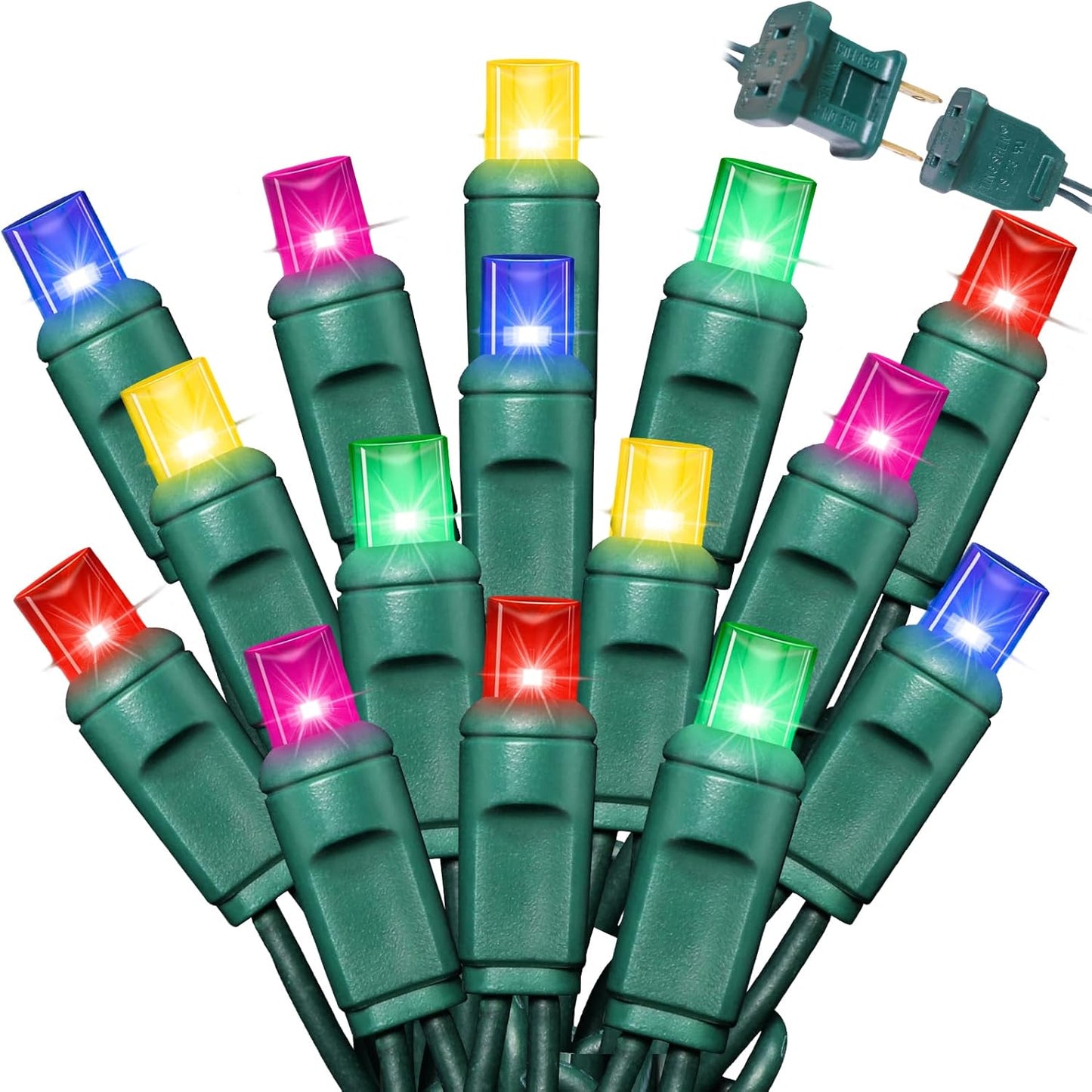 200LED (4pk of 50L) String Lights, LED Christmas Lights, 6" SPACING,Green Wire,Multicolour