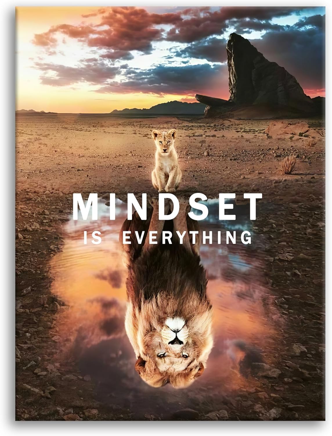 Inspirational Canvas Wall Art Office Motivational Posters Mindset is Everything Success Pictures Positive Quotes Prints Artwork for Teen Bedroom Living Room Home Decor Framed[18" W x 24" H]