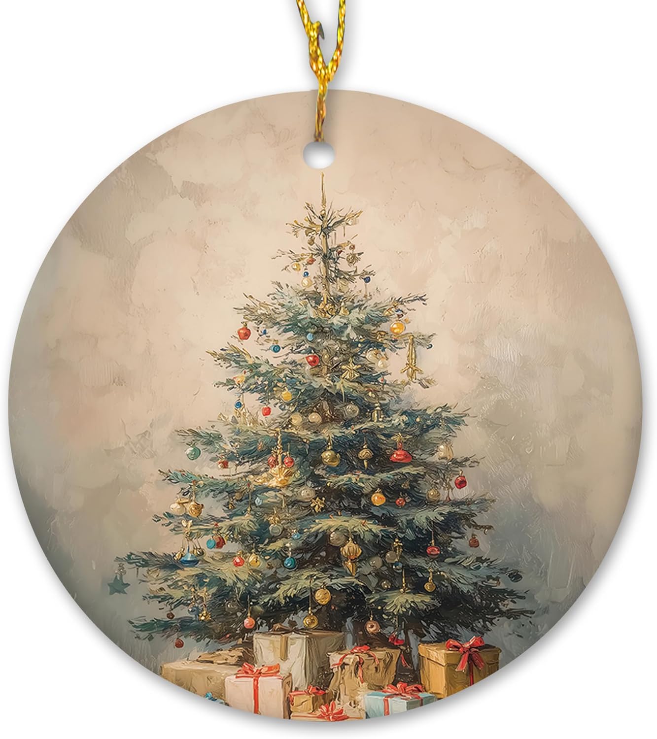 Vintage Farmhouse Christmas Ceramic Ornament Gifts, Rustic Cottagecore Winter Christmas Decorative Hanging Ornaments for Xmas Tree Holiday Party Decoration, Winter Xmas Tree Decorations