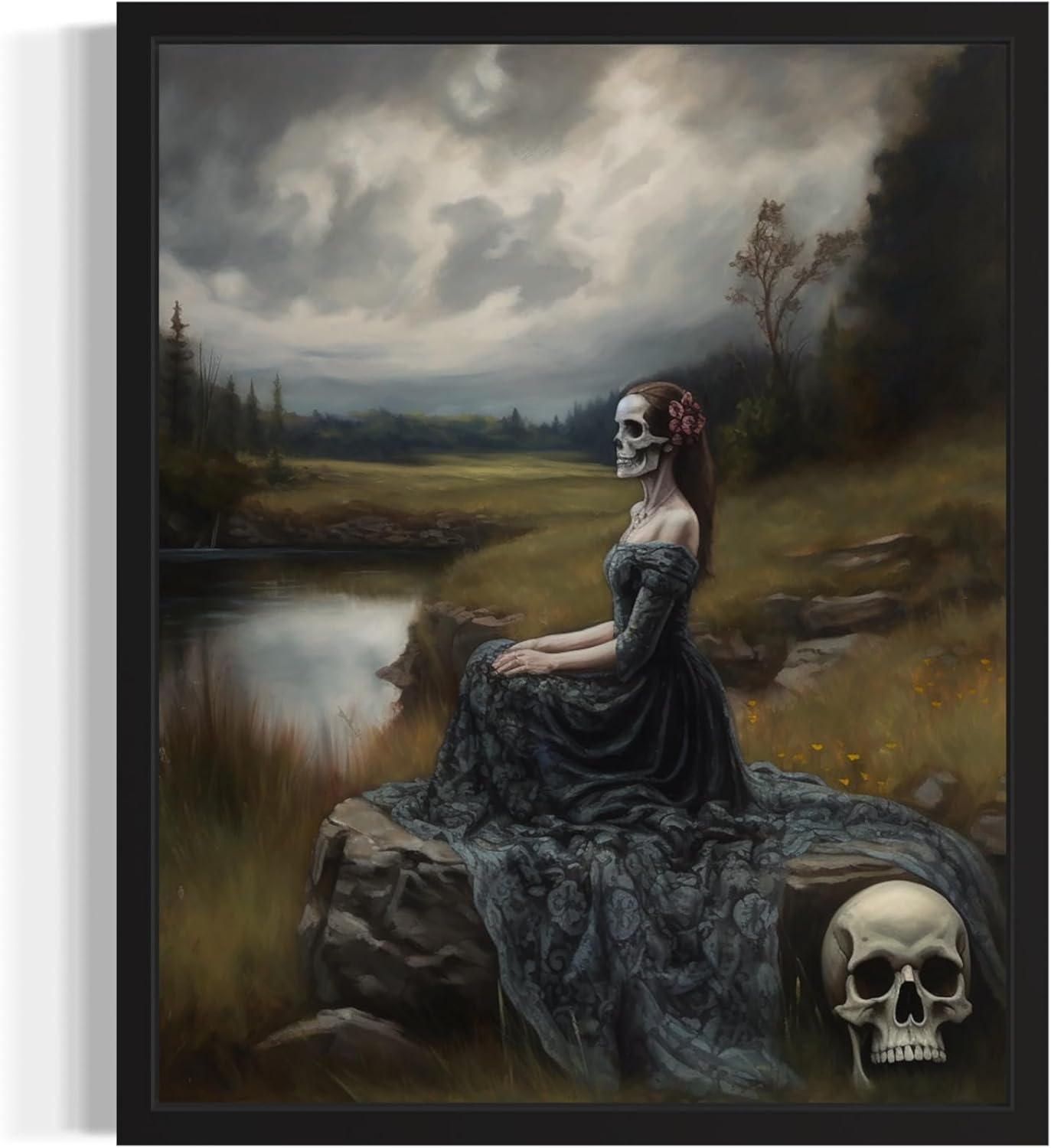 Widow Ghost Poster Art Print, Halloween Scary Vintage Wall Art Academia Spooky Painting Decoration for Horror Prints, Gothic Posters Bedroom Decor 89 (Widow Ghost, 11 x 14 inches, Unframed)