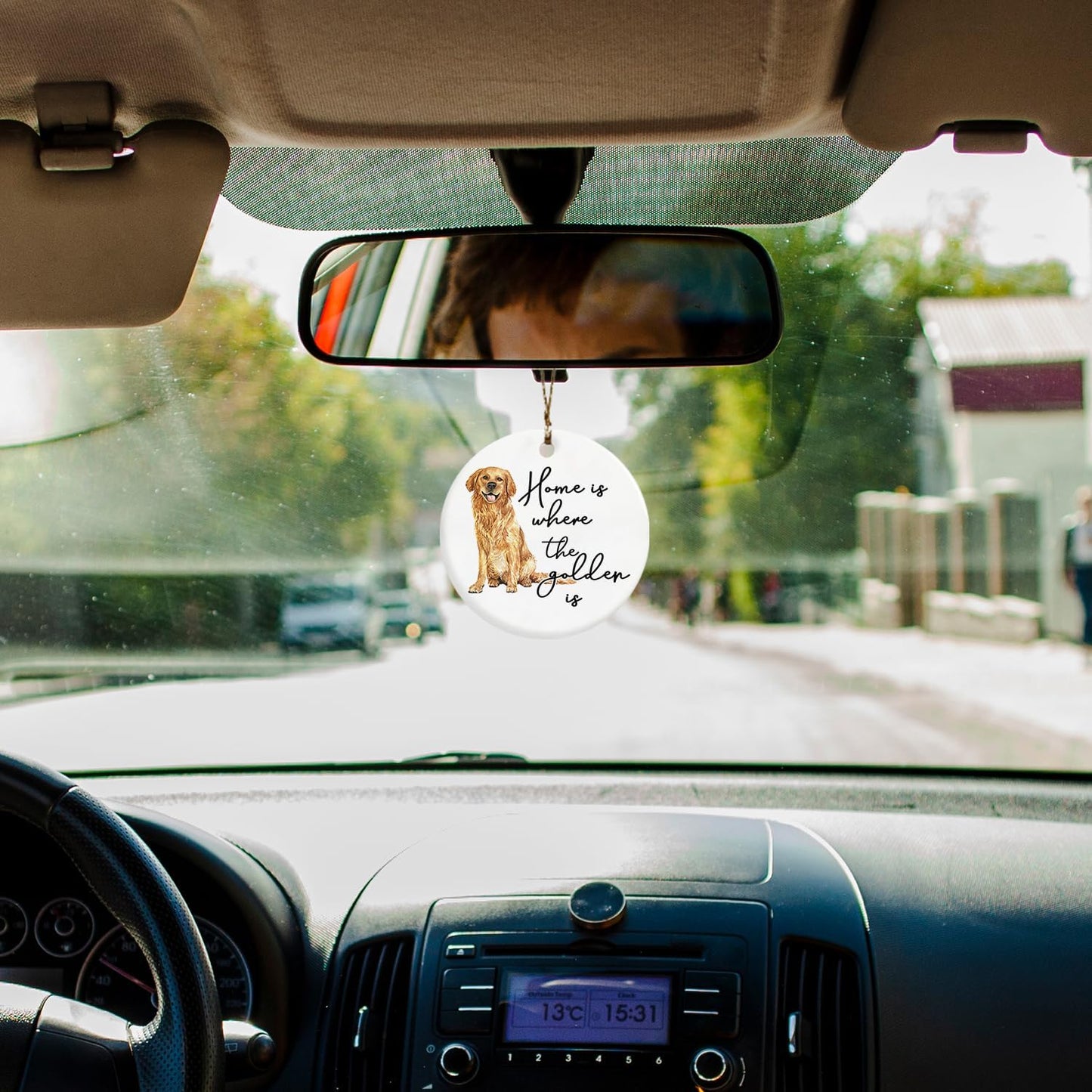 Golden Retriever Decor Gifts Ornament, Home is Where The Golden is Ceramic Christmas Ornament Keepsake Sign Plaque