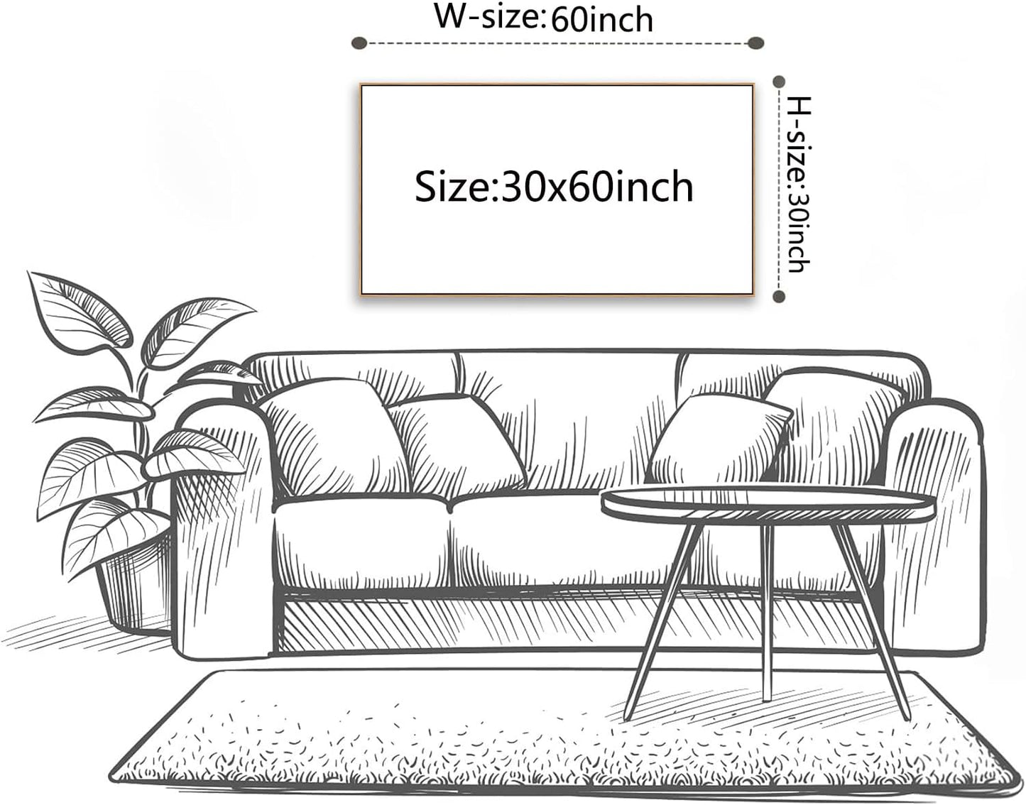 HUADAOART Abstract Painting Modern Art Wall Mural Gold And Blue Background Wall Decor for Living Room Bedroom Print on Artwork Home Decor Framed 30x60inch