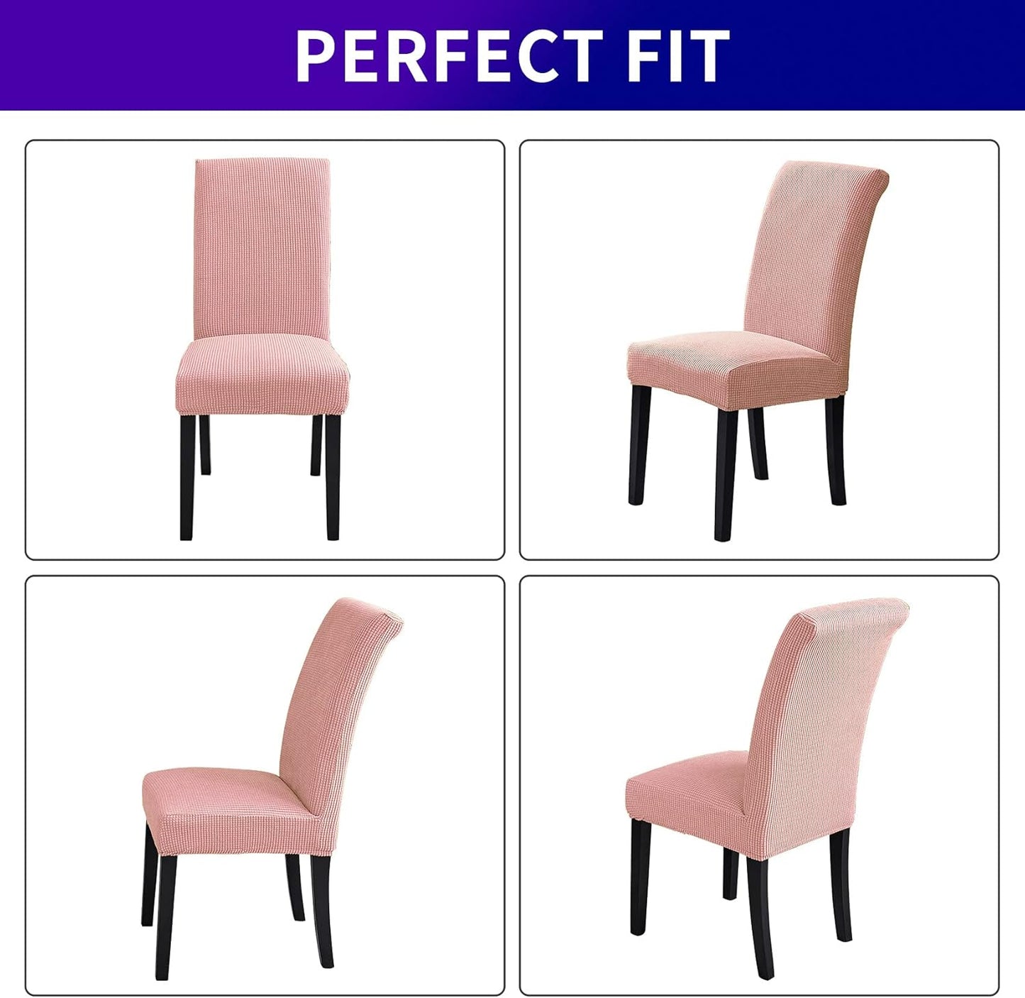 Howhic Stretch Chair Covers for Dining Room Set of 6, Removable Washable Dining Room Chair Covers, Dining Chair Slipcovers Seat Protector, Great for Home Decor and Banquet (Dusty Pink, 6 Pack)