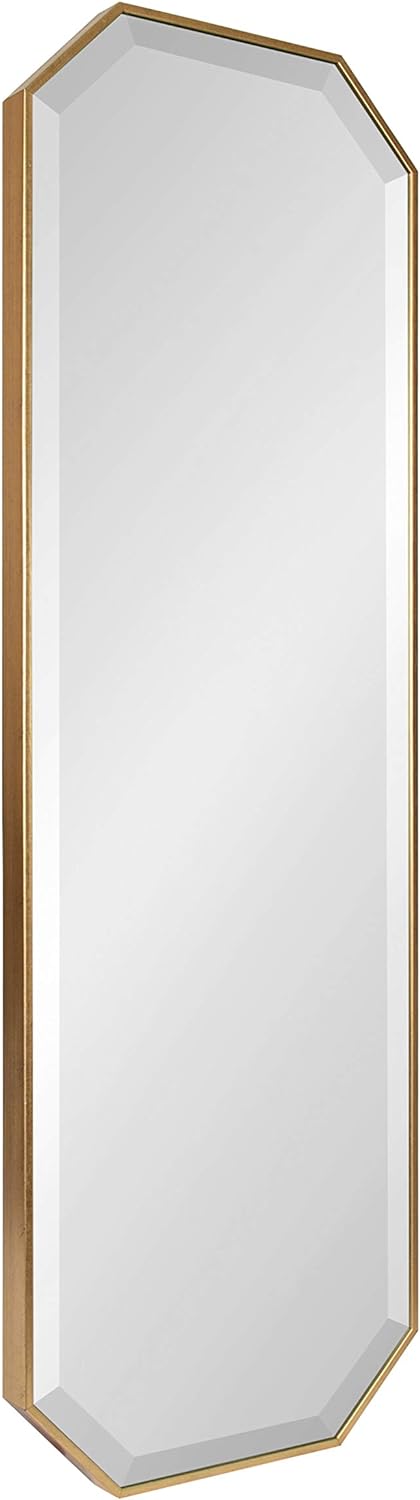 Kate and Laurel Rhodes Modern Full Length Framed Octagon Wall Mirror, 16 x 48, Gold, Decorative Glam Geometric Wall Accent