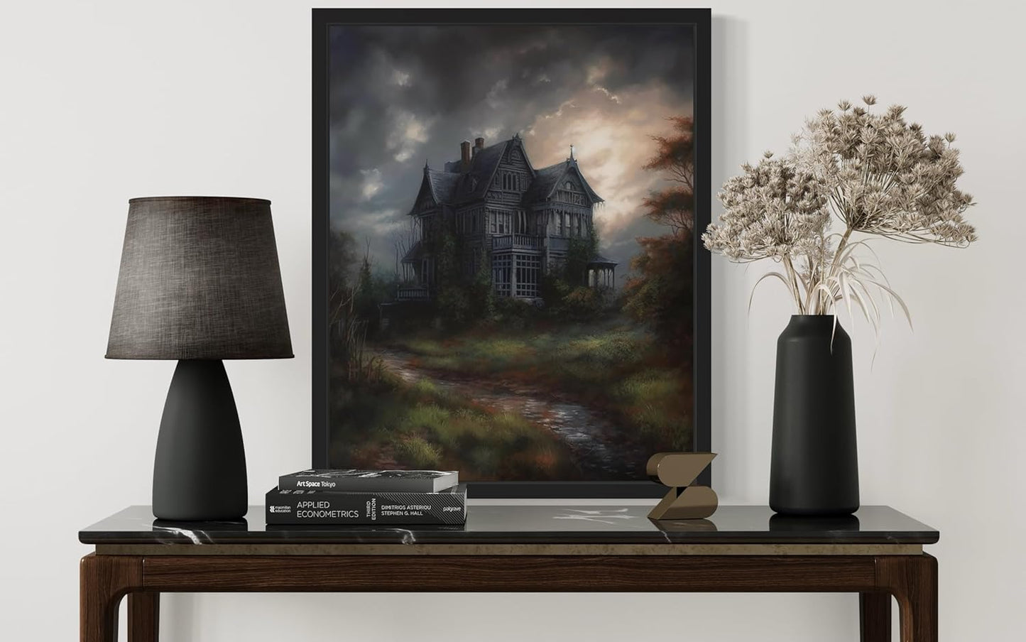 Haunted House Poster Art Print, Halloween Scary Vintage Wall Art Academia Spooky Painting Decoration for Horror Prints, Gothic Posters Bedroom Decor 89 (Haunted House, 16 x 20 inches, Unframed)