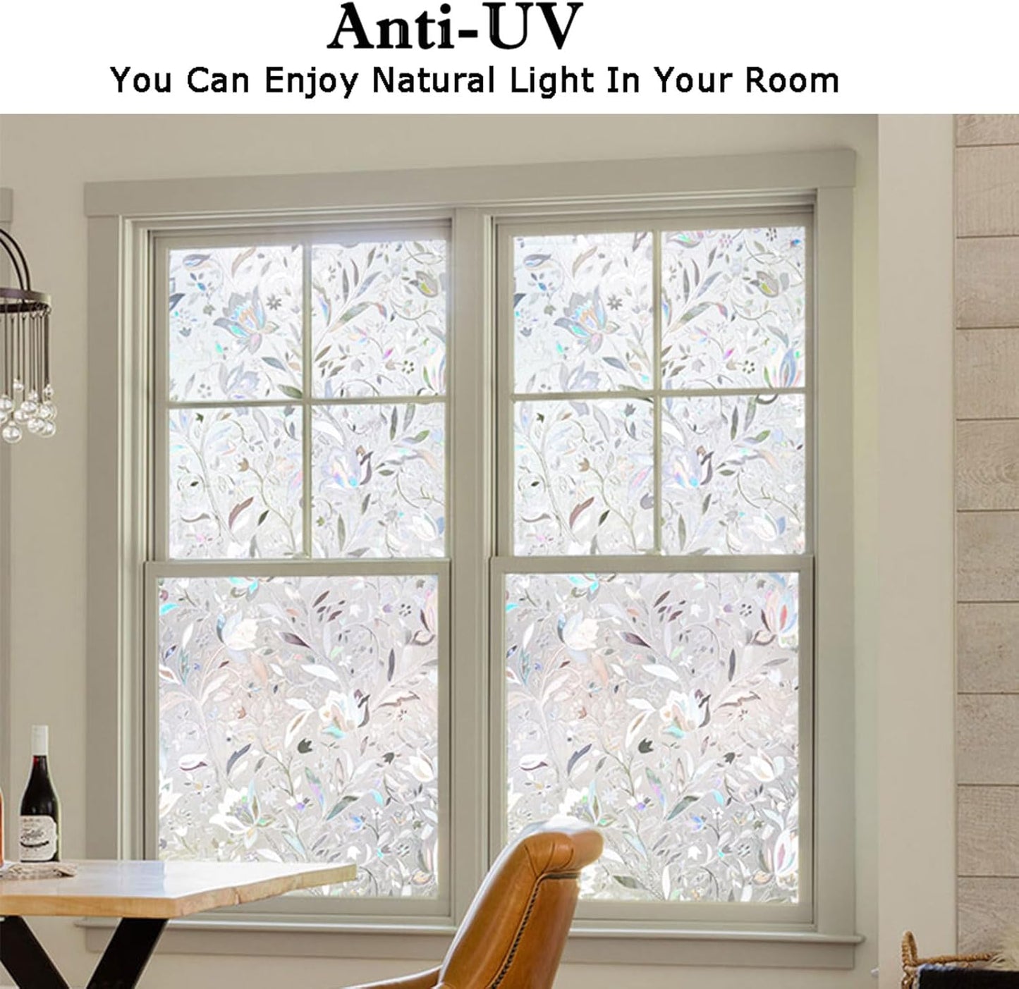 Kromapolis Window Film Privacy Frosted, Stained Glass Decorative Film, Static Window Clings, Non-Adhesive, No-Glue (35.4 x 78.7 inch)