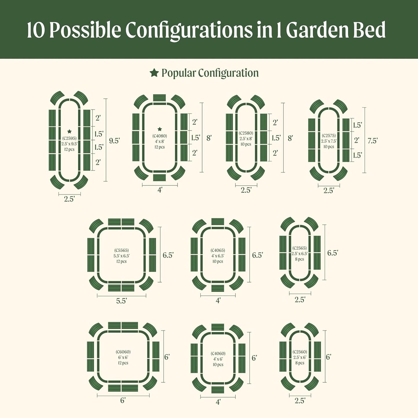Vego garden 32" Extra Tall Raised Garden Bed Kits, 10 in 1 Modular Raised Planter Box for Vegetables Flowers Fruits Oval Metal Raised Garden Bed- British Green