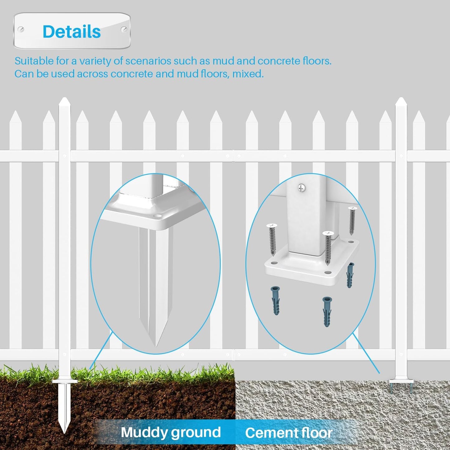 Patio 4 Sets Vinyl Picket Fence Panels 30" H x 84" W White PVC Decorative Fence for Front Yard Porch Patio Deck Pool Air Conditioner Fence Safety Dog Fence (34 Pickets, Straight)