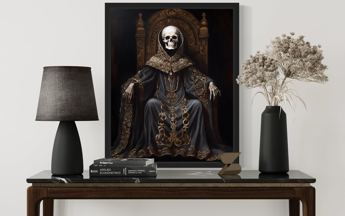 Skull King Poster Art Print, Halloween Scary Vintage Wall Art Academia Spooky Painting Decoration for Horror Prints, Gothic Posters Bedroom Decor 89 (Skull King 1, 16 x 20 inches, Black Frame)