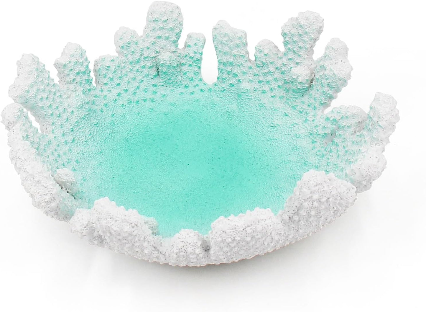Turquoise Coral Textured Decorative Bowl,9.45" Medium Resin Decorative Centerpiece Bowl for Coastal Beach theme house table centerpiece decorations & Nautical decorations for coffee table