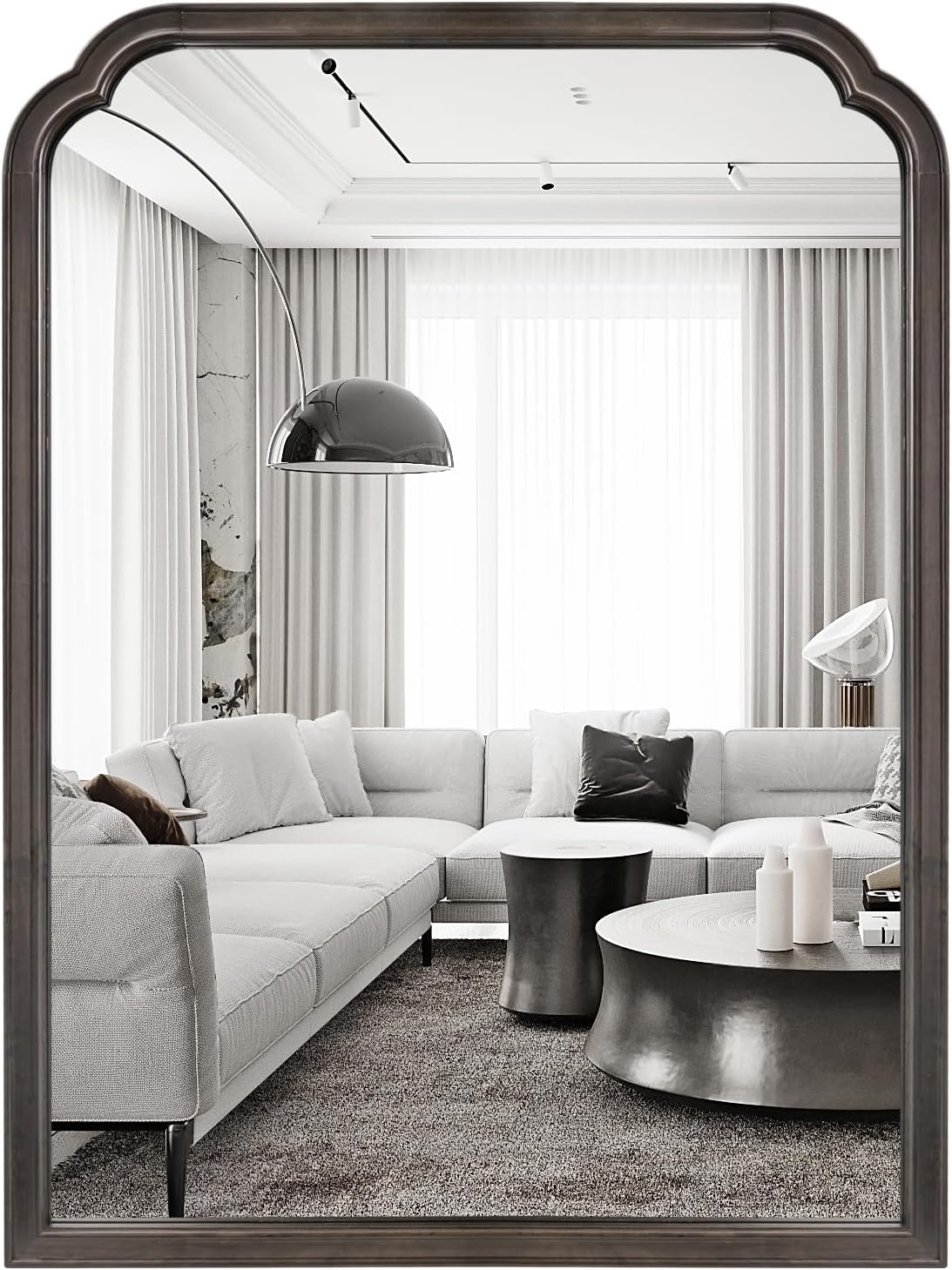 WallBeyond Wood Bathroom Mirrors for Wall Mounted, 30" x 40" Rustic Wood Frame Wall Mirrors Decorative for Living Room or Bedroom Vanity Mirror (Black)