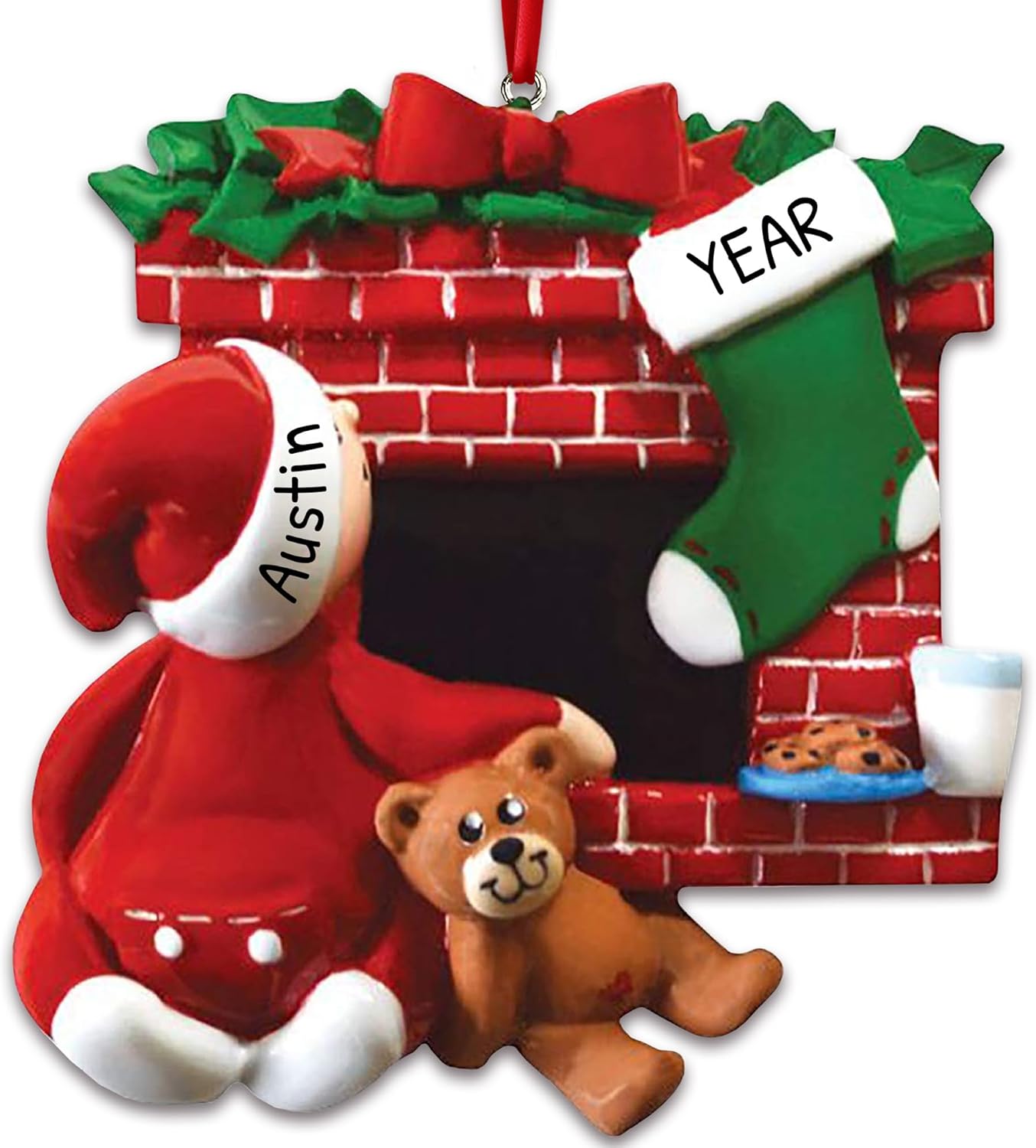 3D Fireplace Toddler Ornaments for Christmas Tree 2025 - Xmas Eve Ornament for Kids Ornament for Girl Personalized Christmas Ornaments for Kids Gifts for Boys Fireplace Toddler Boy Decorations
