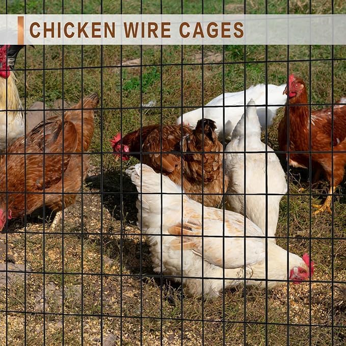 Tongmo 2 ft x 50 ft Black PVC Coated Welded Wire Fence, 16GA Garden Chicken Wire Fence Roll, Mesh Size 2" x 4" Hardware Cloth, Ideal for Yard Protection and Poultry Netting