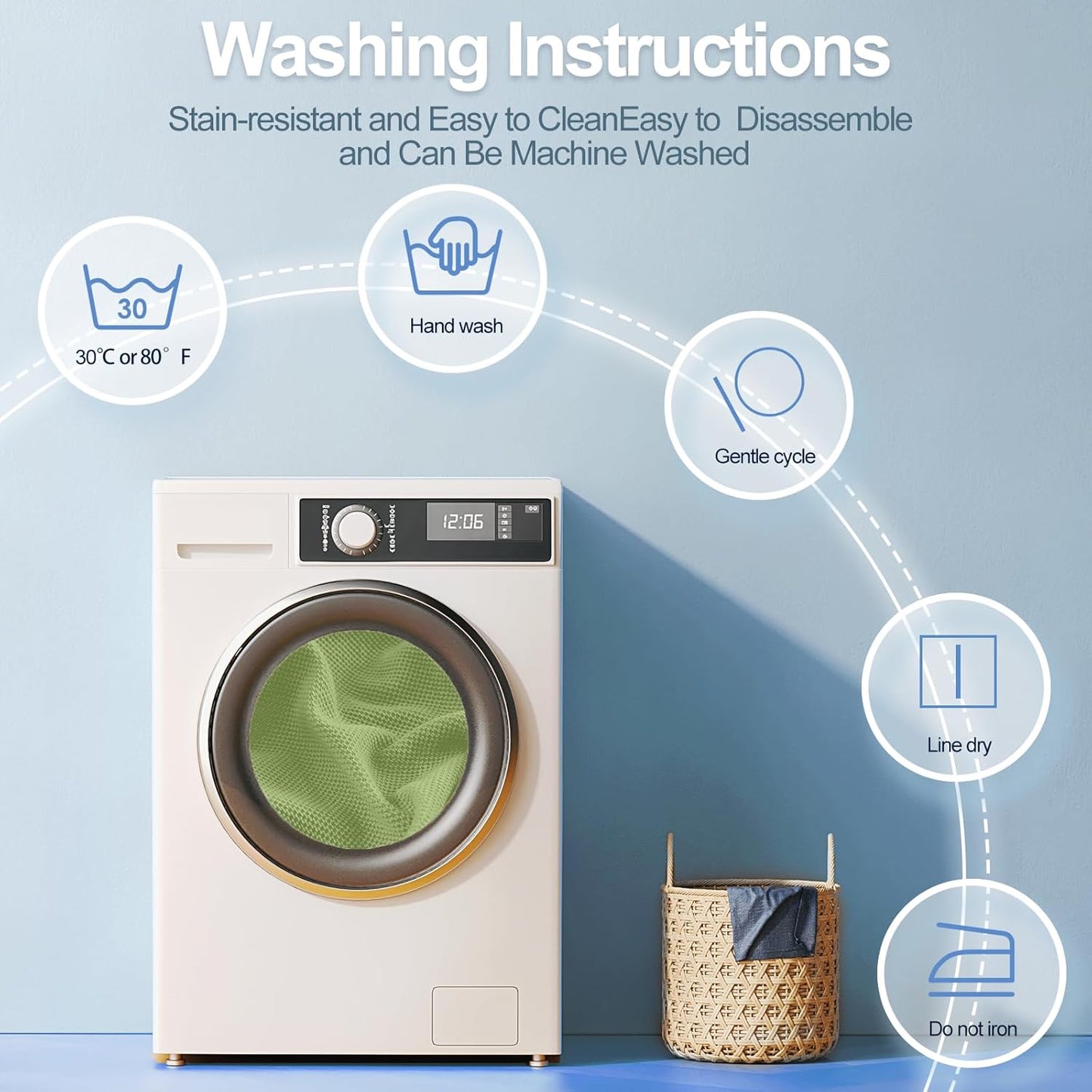 Large Backrest Cushion Covers Super Stretch Backrest Covers for 3 Cushion Couch Sofa, Couch Back Cushion Covers Featuring with Chenille Yarn (Softer Version, 3PC, Green)