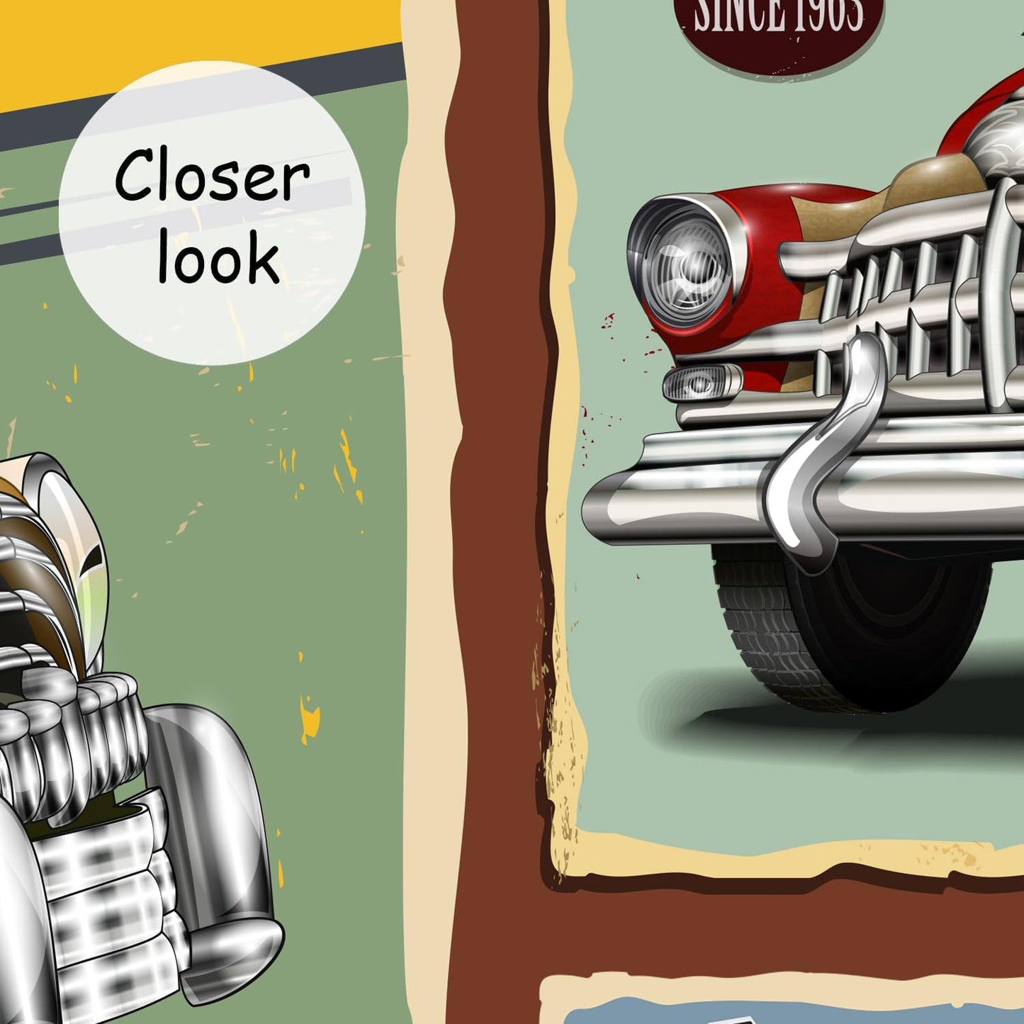 AFZEVEB-Car Poster Wallpaper Vintage Wall murals for Bedroom 136"x96" (Not Peel and Stick)