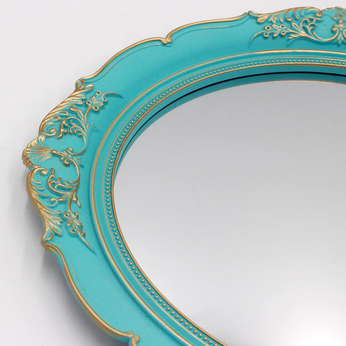 Vintage Decorative Wall Mirror 14.8 x 13.1 Inch Oval Mirror （Blue）