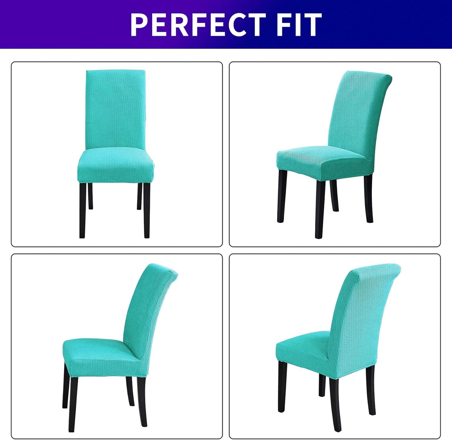 Howhic Stretch Chair Covers for Dining Room Set of 4, Removable Washable Dining Room Chair Covers, Dining Chair Slipcovers Seat Protector, Great for Home and Banquet Decoration (Turquoise, 4 Pack)