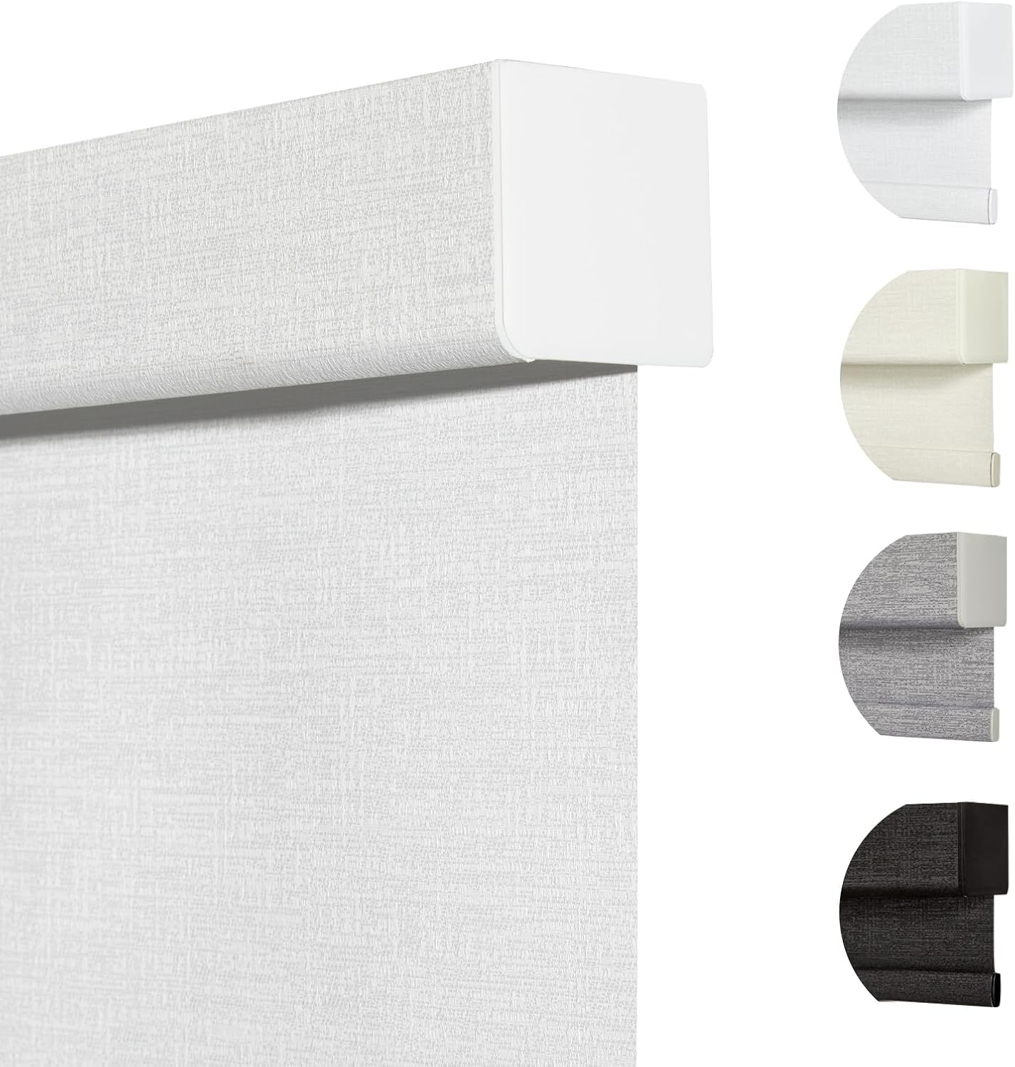 Persilux Blackout Roller Shades & Blinds Windows Shades Free-Stop Blackout Blinds with Jacquard Fabric,Cordless Blinds Pull Down Shades for Home, Easy to Install for Door/Office, White(47" W x 48" H)