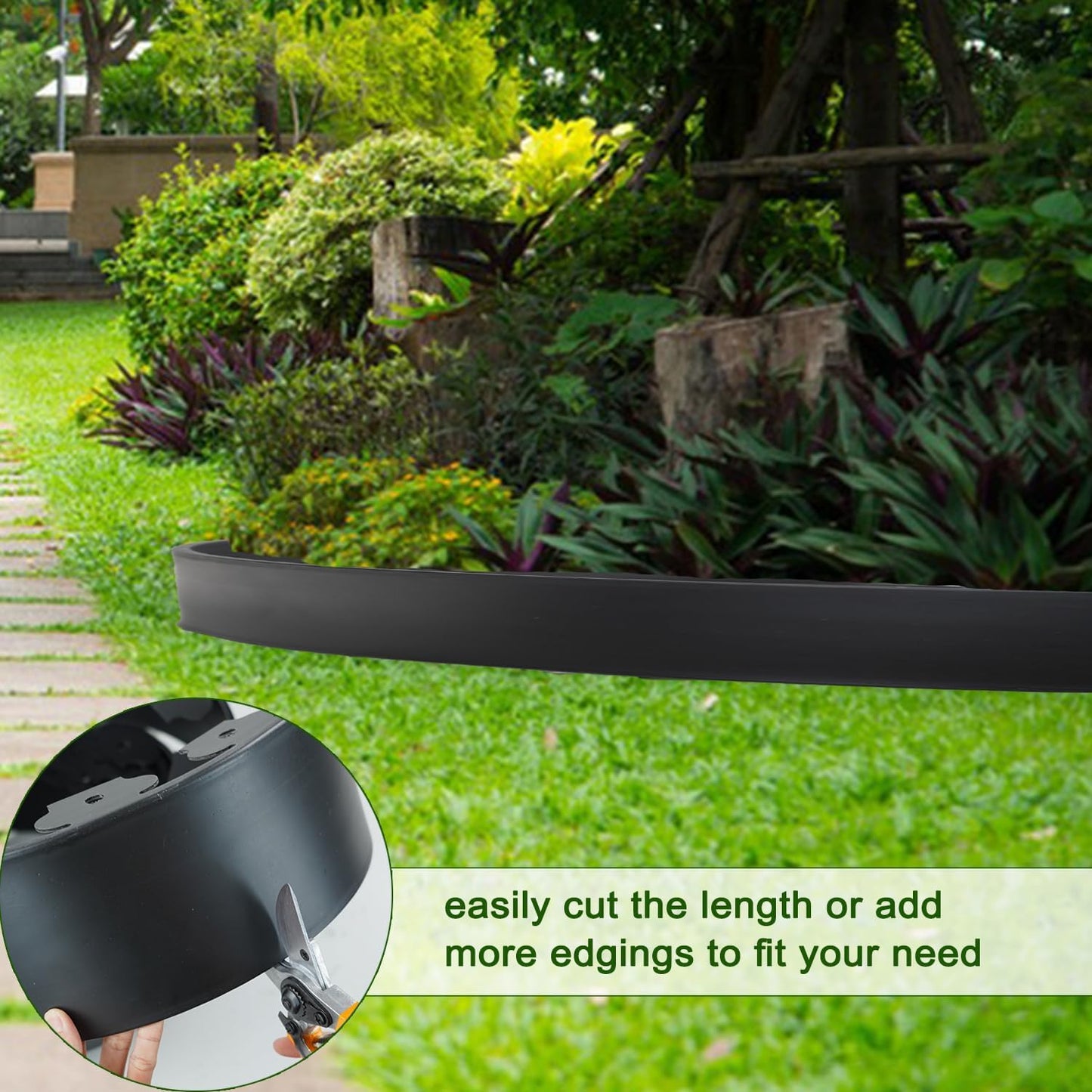 Hugeleaf 4.5 Inch Tall Landscape Edging 60 Feet Garden Edging with 60 Spikes, Plastic Landscape Border Edging for Landscaping Lawn, Flower Beds(Black)
