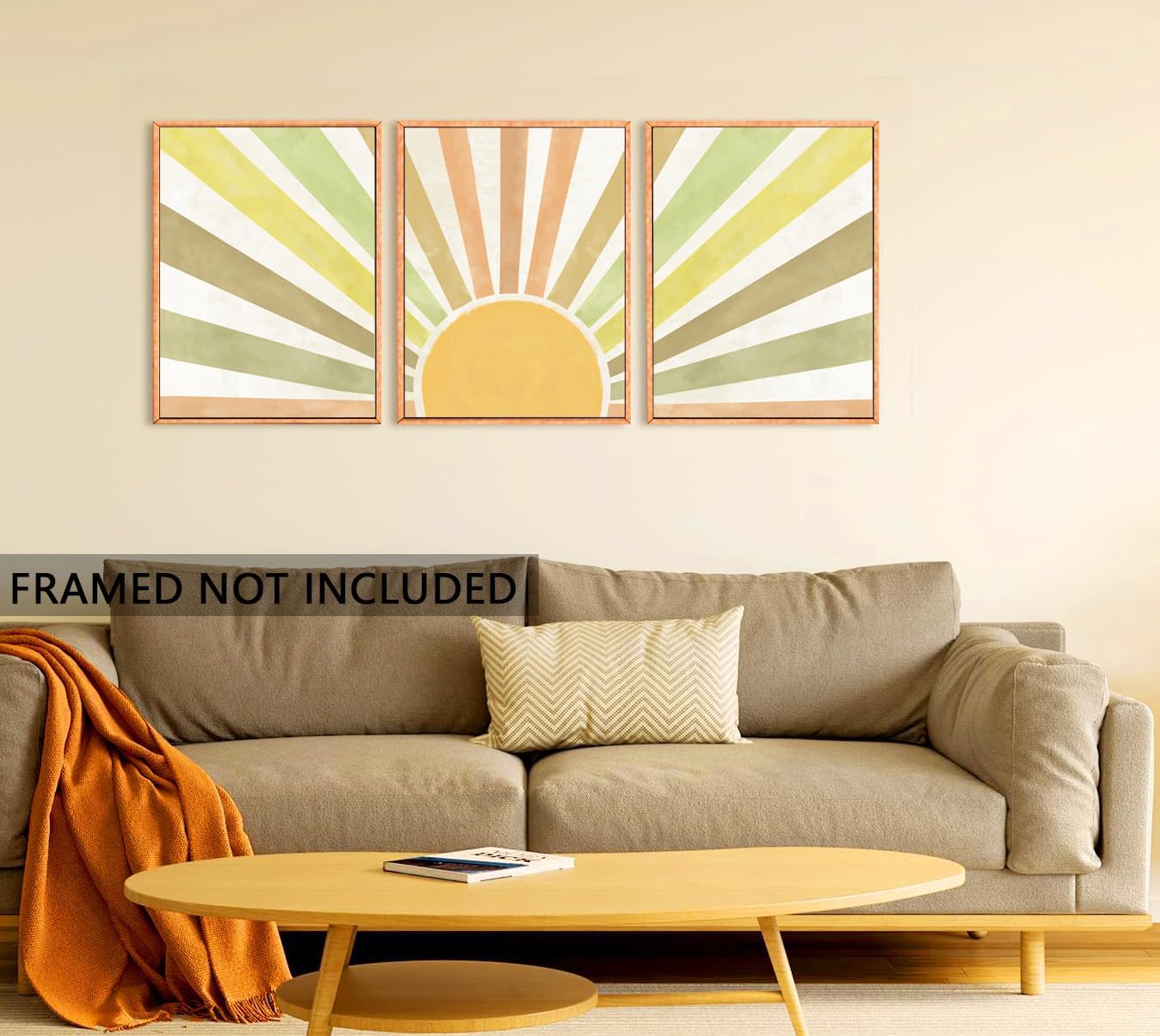 Marllifenney Boho Sun Canvas Wall Art Posters Sun Rising Wall Decor Pictures Sunshine Geometric Line Paintings Prints Home Decor for Living Room Bedroom Office 16x24 Inch Unframed