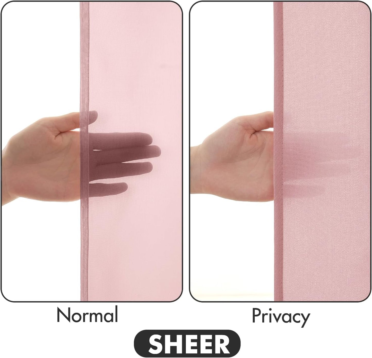 MIULEE Baby Pink Privacy Sheer Curtains That Let Light in 72 Inches Long Non-See-Through Semi Sheer Curtain Light Filtering Window Curtains Drapes for Living Room Bedroom 2 Panels Set 42 X 72