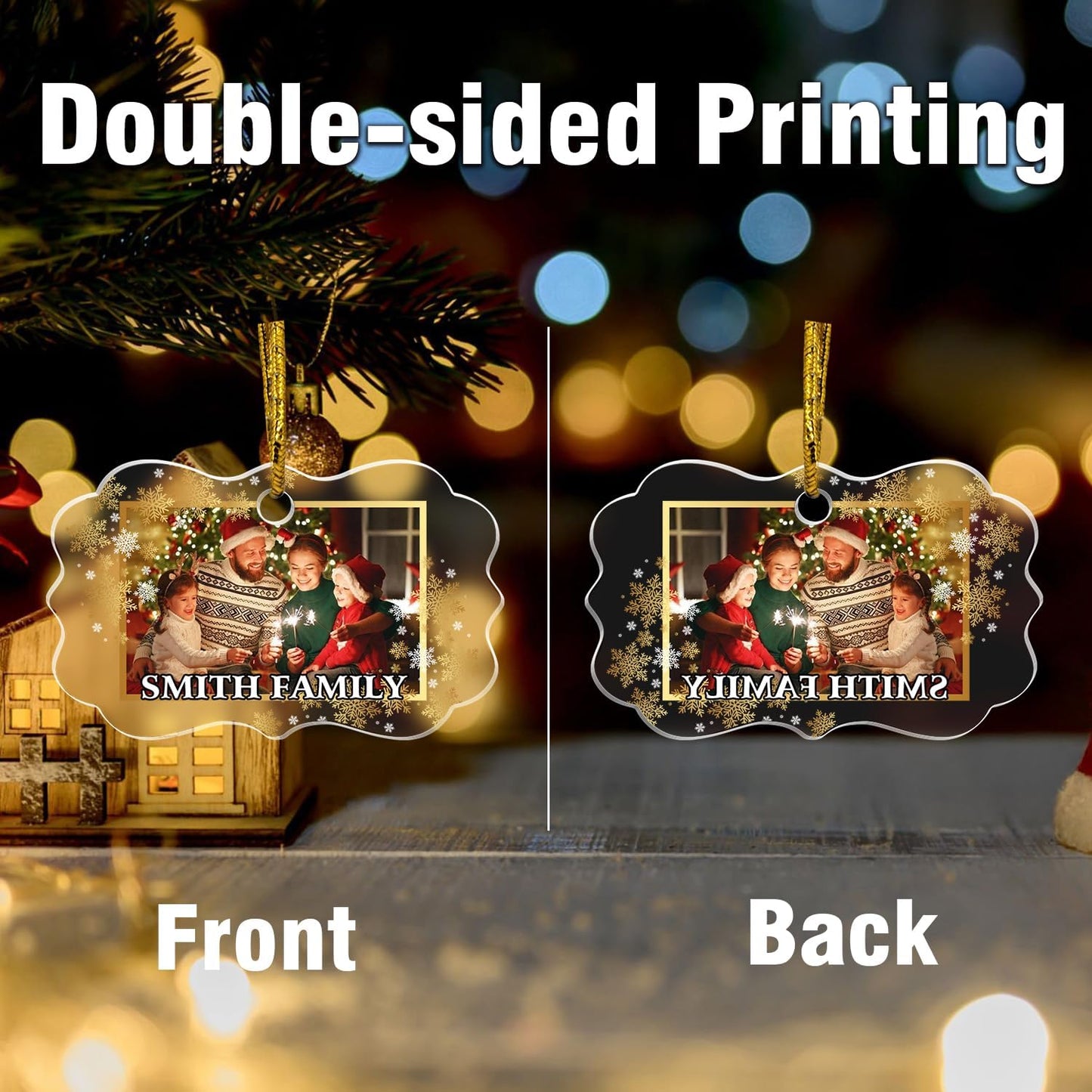 Personalized Family Photo Decor, Crystal Ornaments, Custom Christmas Hanging Ornaments, Decorative Hanging Glass Pendant, Design Own Picture, Gifts for Christmas, Butterfly Shape for Family