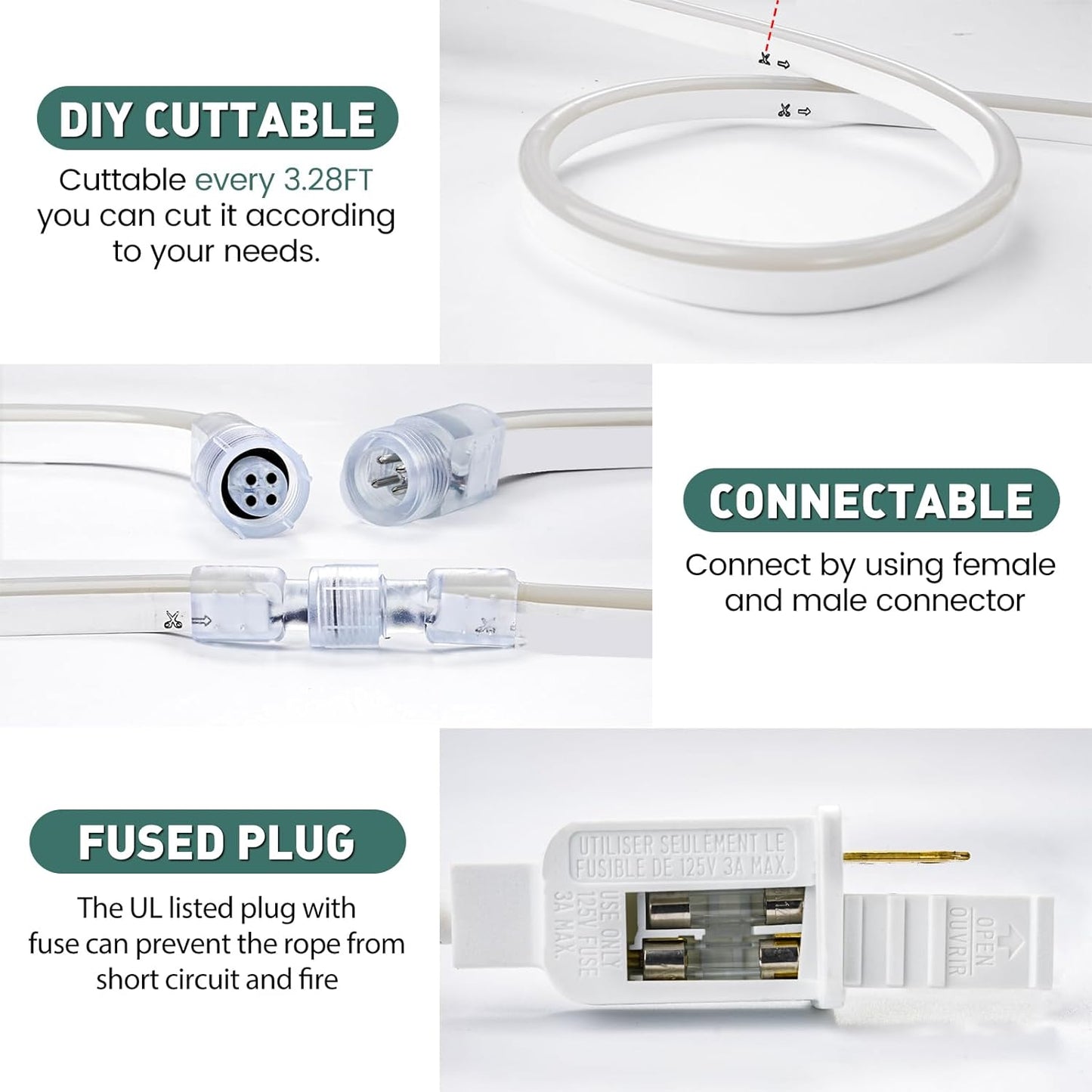 GZBtech RGB LED Neon Rope Lights 66FT/20M, AC 110-120V Waterproof Color Changing LED Rope with Remote Controller, Dimmable Multi Color Neon Rope Lighting for Indoor Outdoor Commercial Use