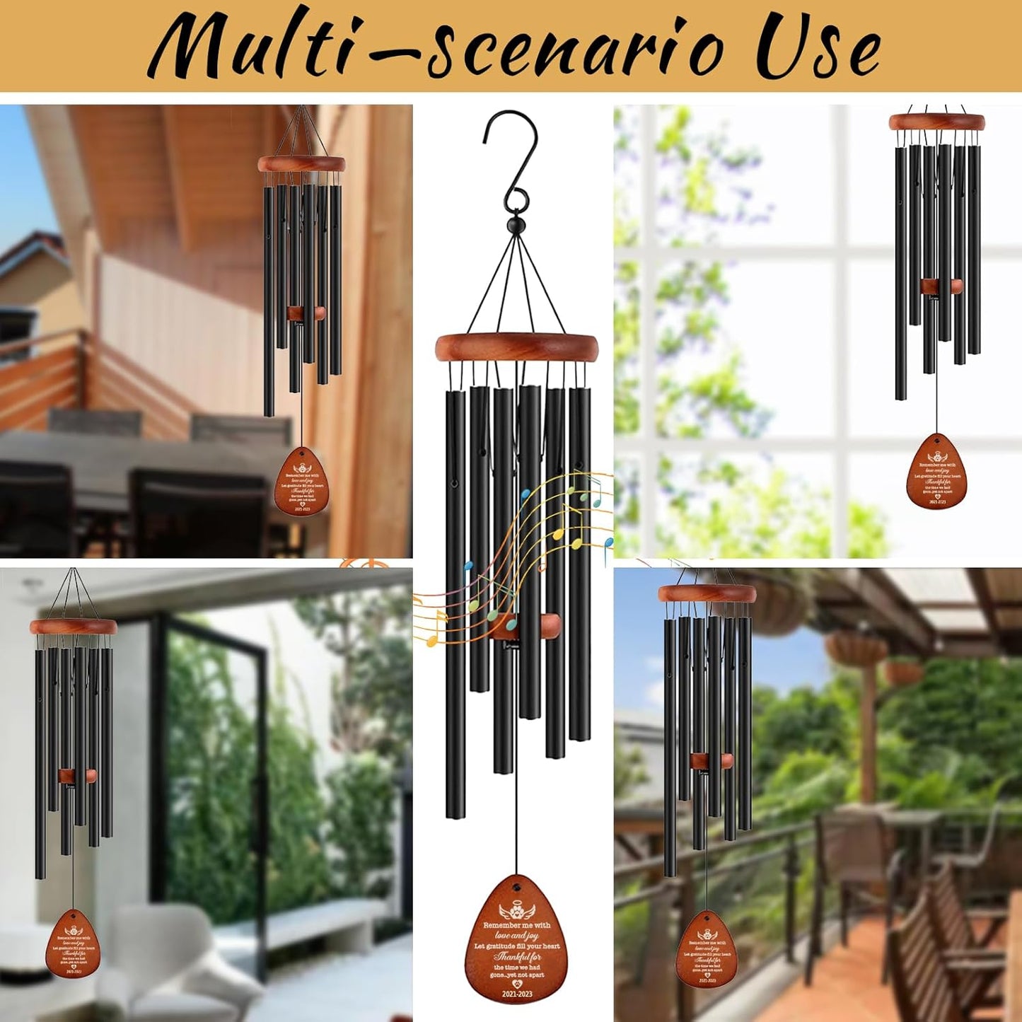 Personalized Pet Memorial Wind Chimes - Dog Memorial Gifts for Loss of Dog,Dogs Remembrance Bereavement Gift,Custom Pet Loss Sympathy Gifts in Memory of Dogs Cats (Design 1)